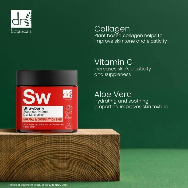 Dr. Botanicals Strawberry Superfood Anti-Ageing Vitamin C Day Moisturiser 60ml , view 2 of 6