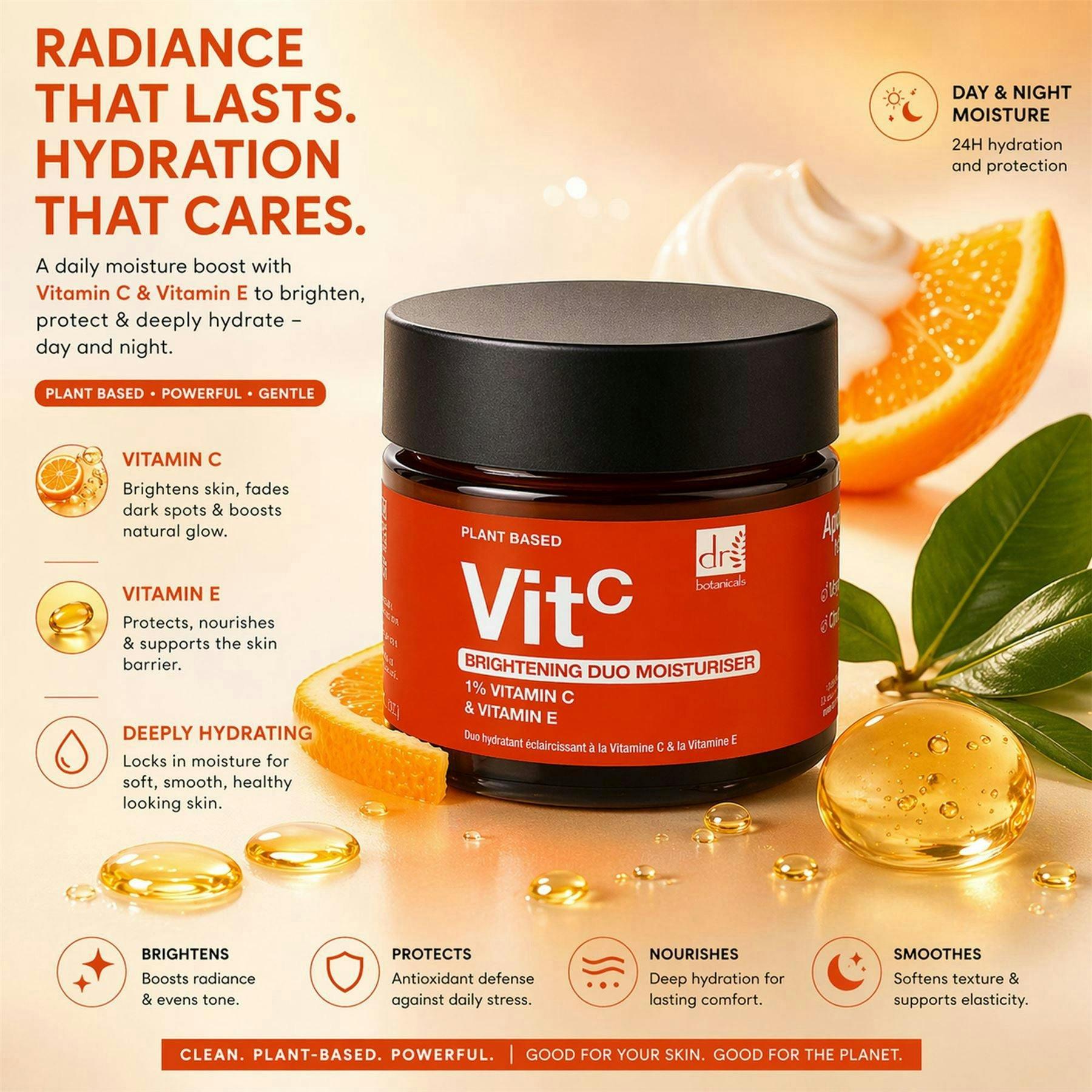 Dr. Botanicals Brightening Duo Anti-Ageing Moisturiser with 1% Vitamin C & Vitamin E 60ml , view 6 of 6