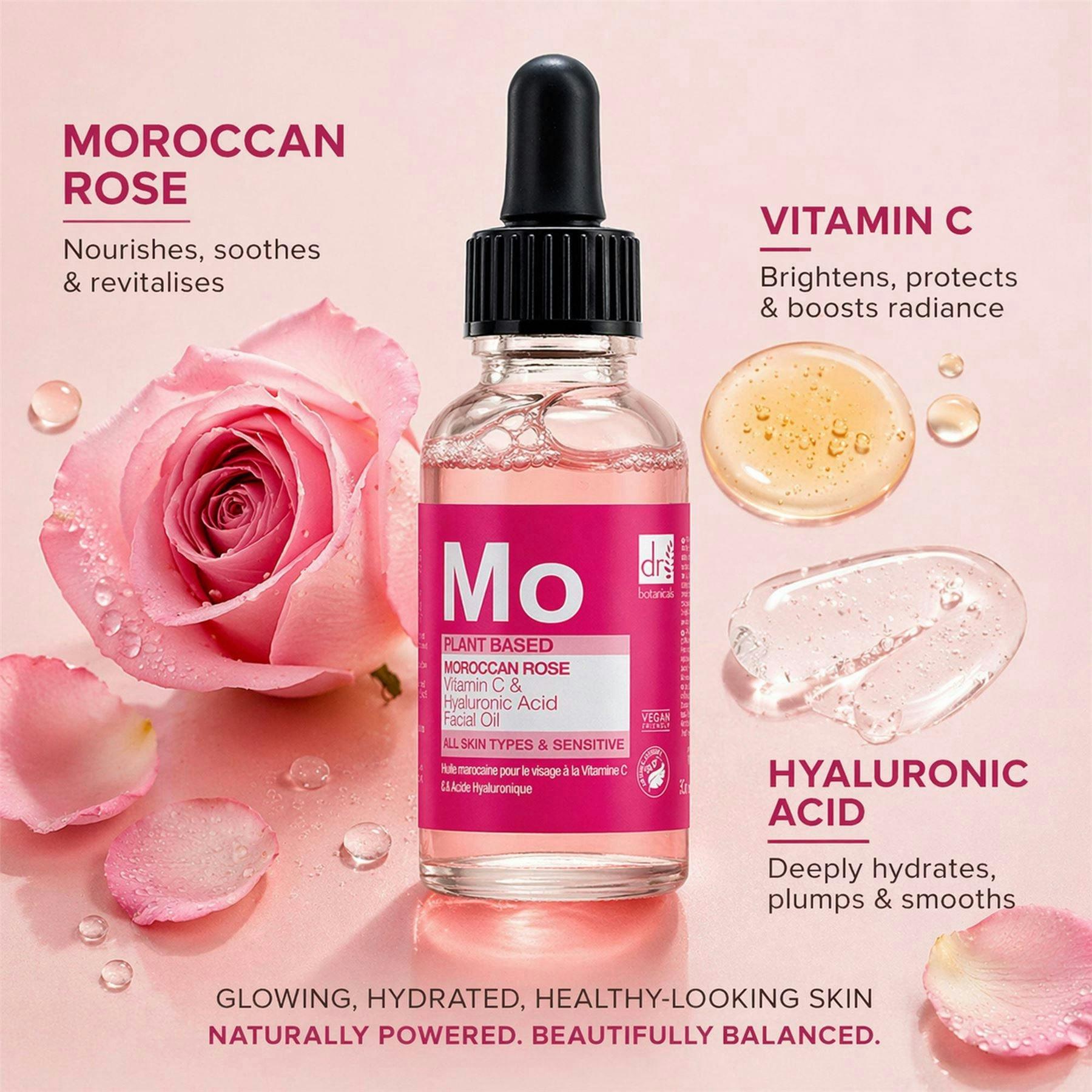 Dr. Botanicals Moroccan Rose Anti-Ageing Facial Oil with Hyaluronic Acid & Vitamin C 30ml , view 5 of 6