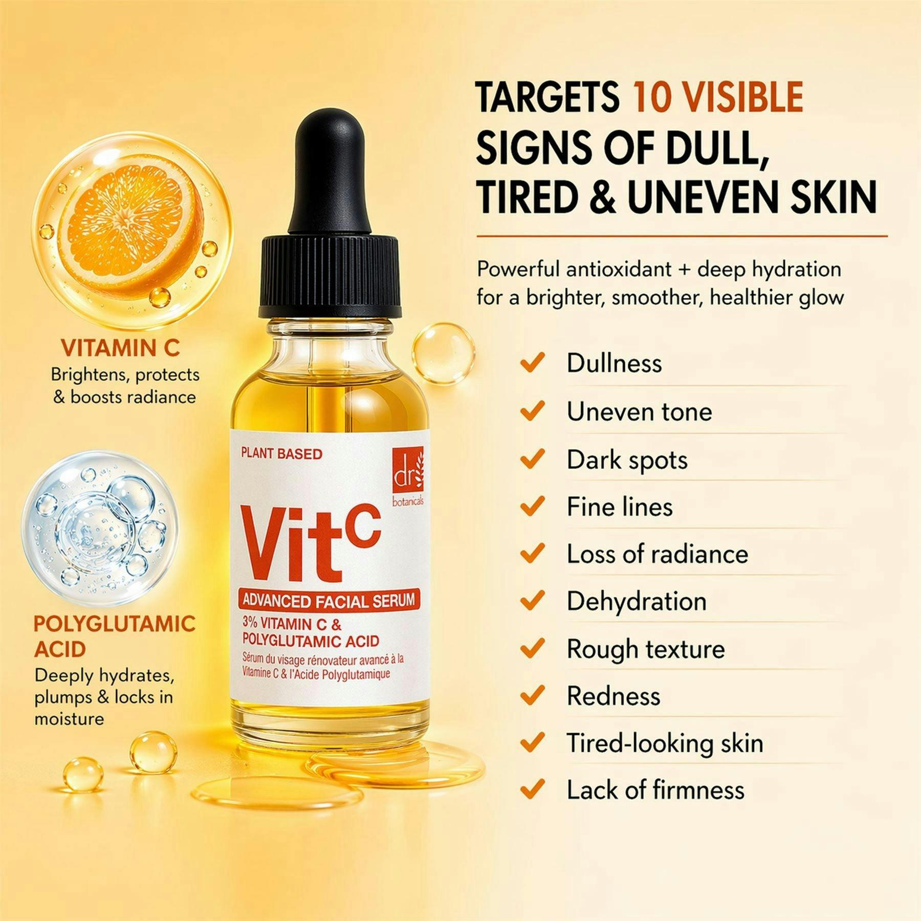 Dr. Botanicals Advanced Facial Anti-Ageing Serum 3% Vitamin C & Polyglutamic Acid 30ml , view 5 of 6