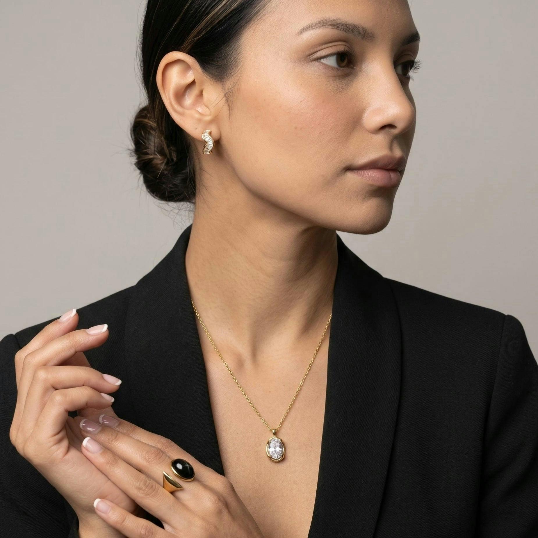 Kin Twisted Stone Hoops , view 2 of 5