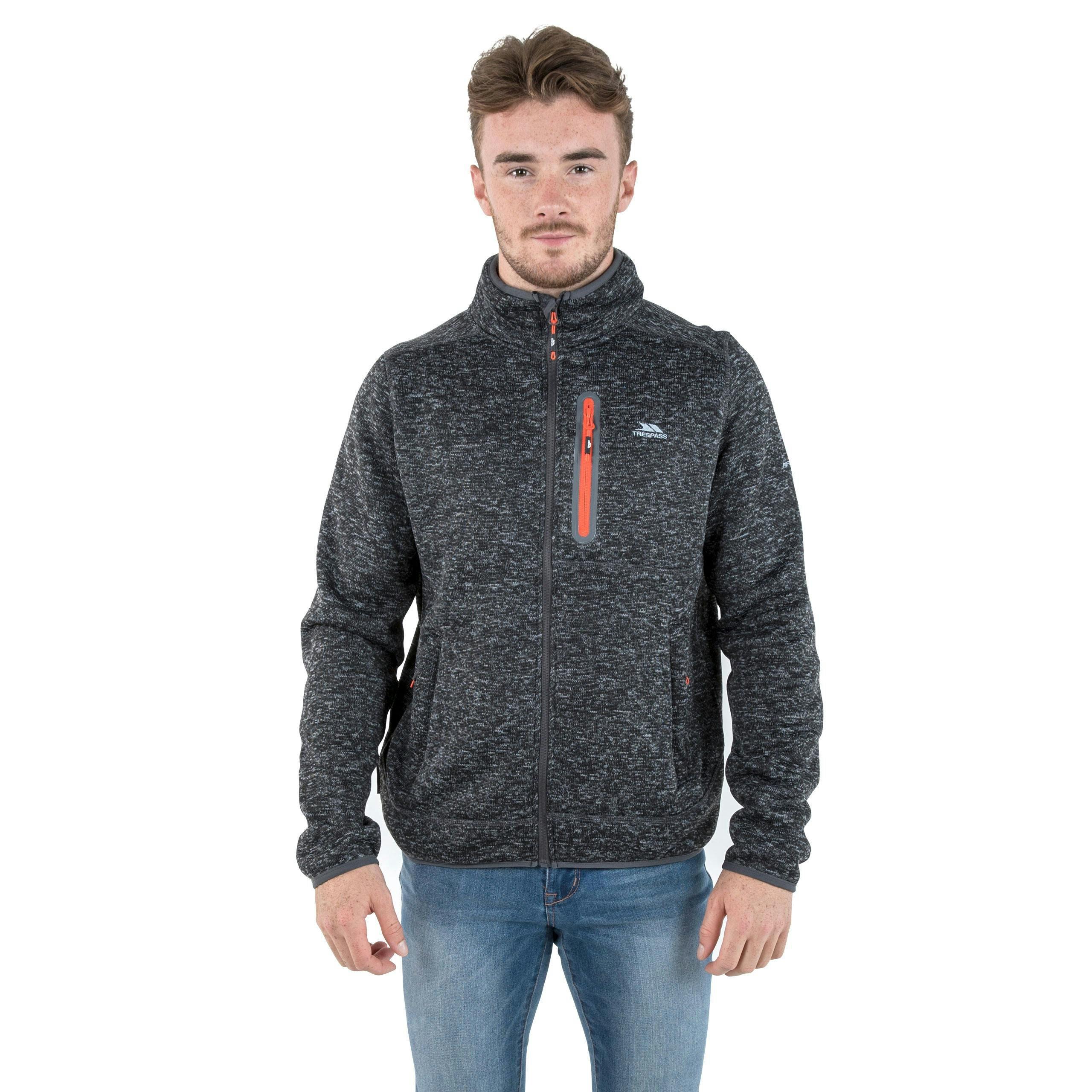Trespass Mens Marl Fleece Jacket in Black Bingham , view 3 of 6