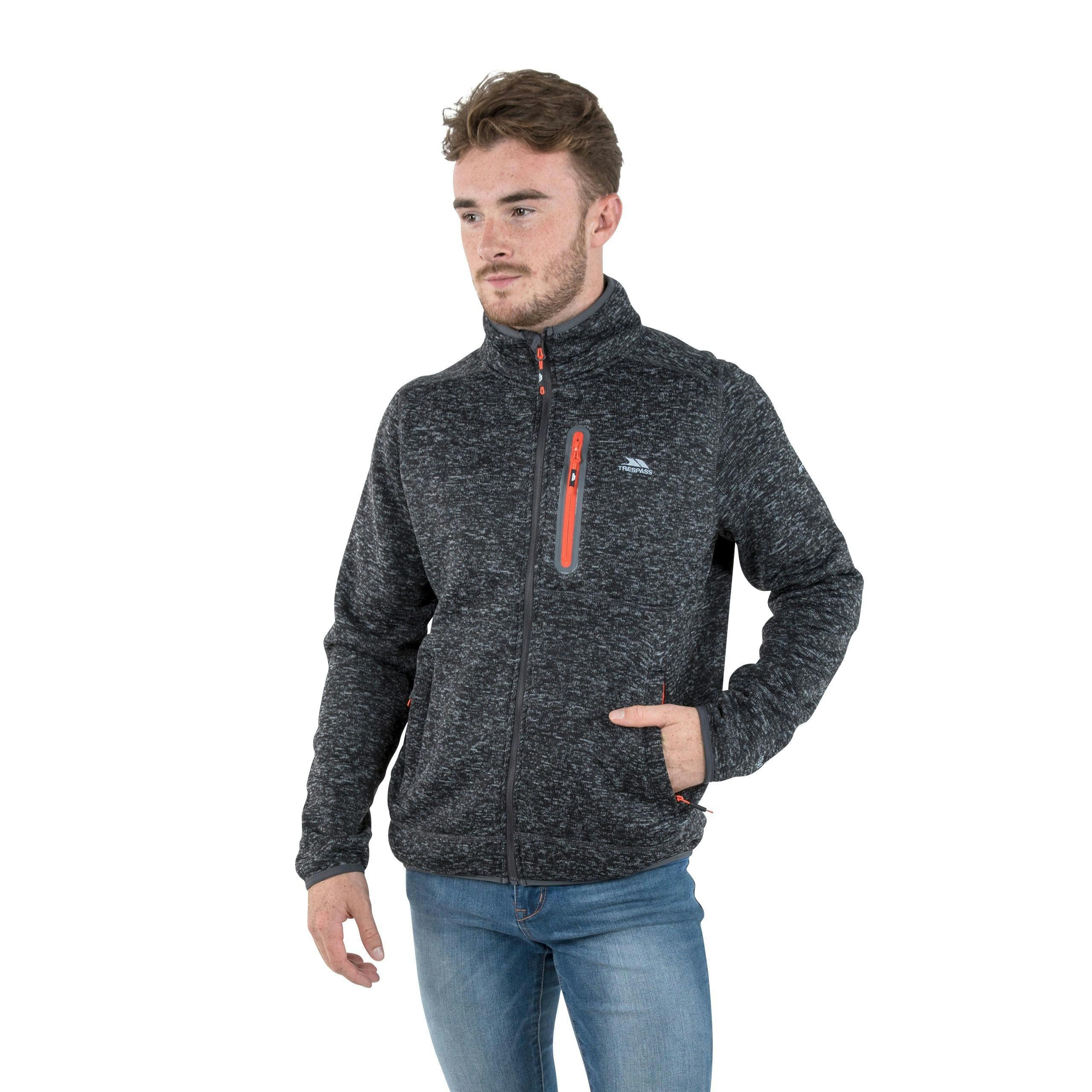 Trespass Mens Marl Fleece Jacket in Black Bingham , view 4 of 6