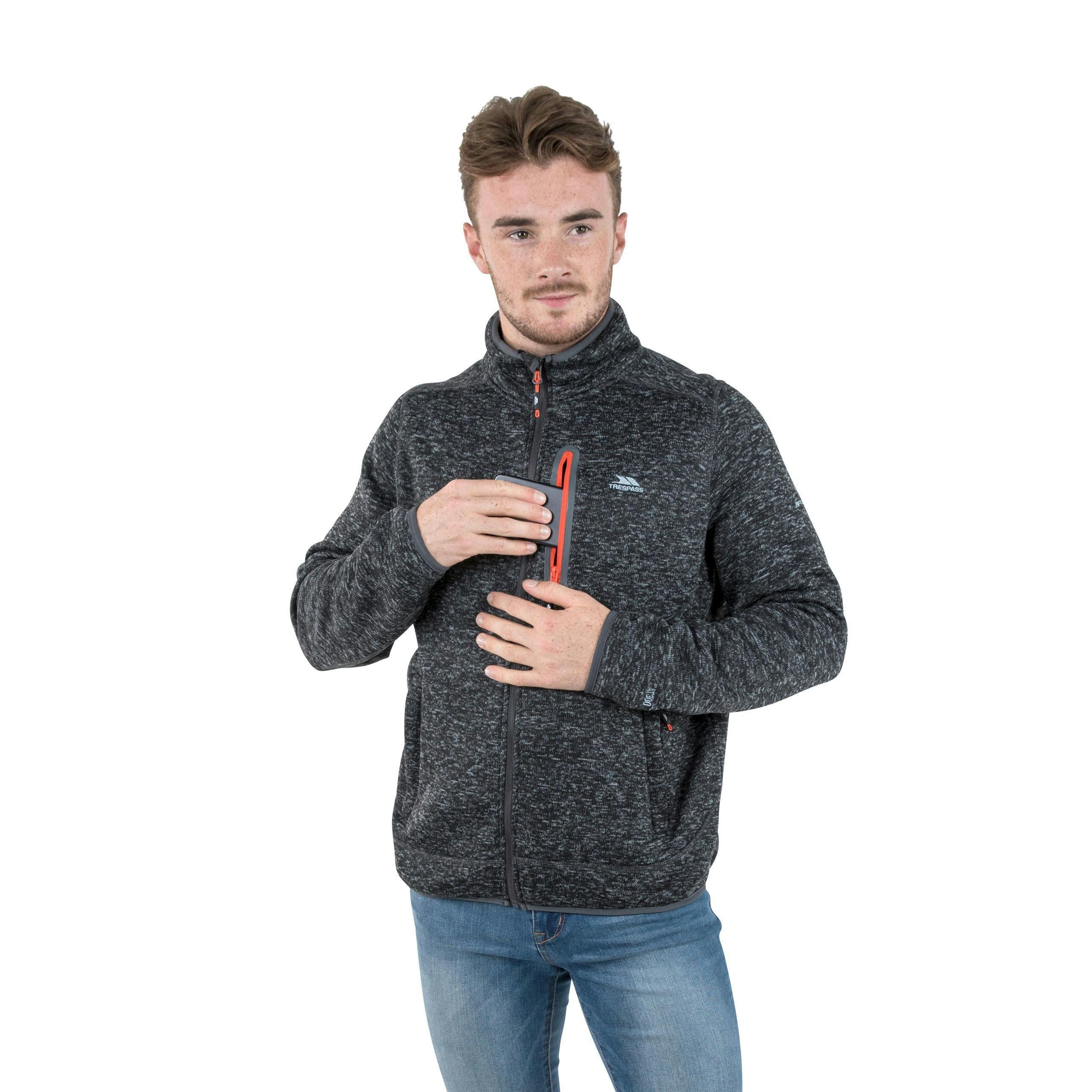 Trespass Mens Marl Fleece Jacket in Black Bingham , view 5 of 6