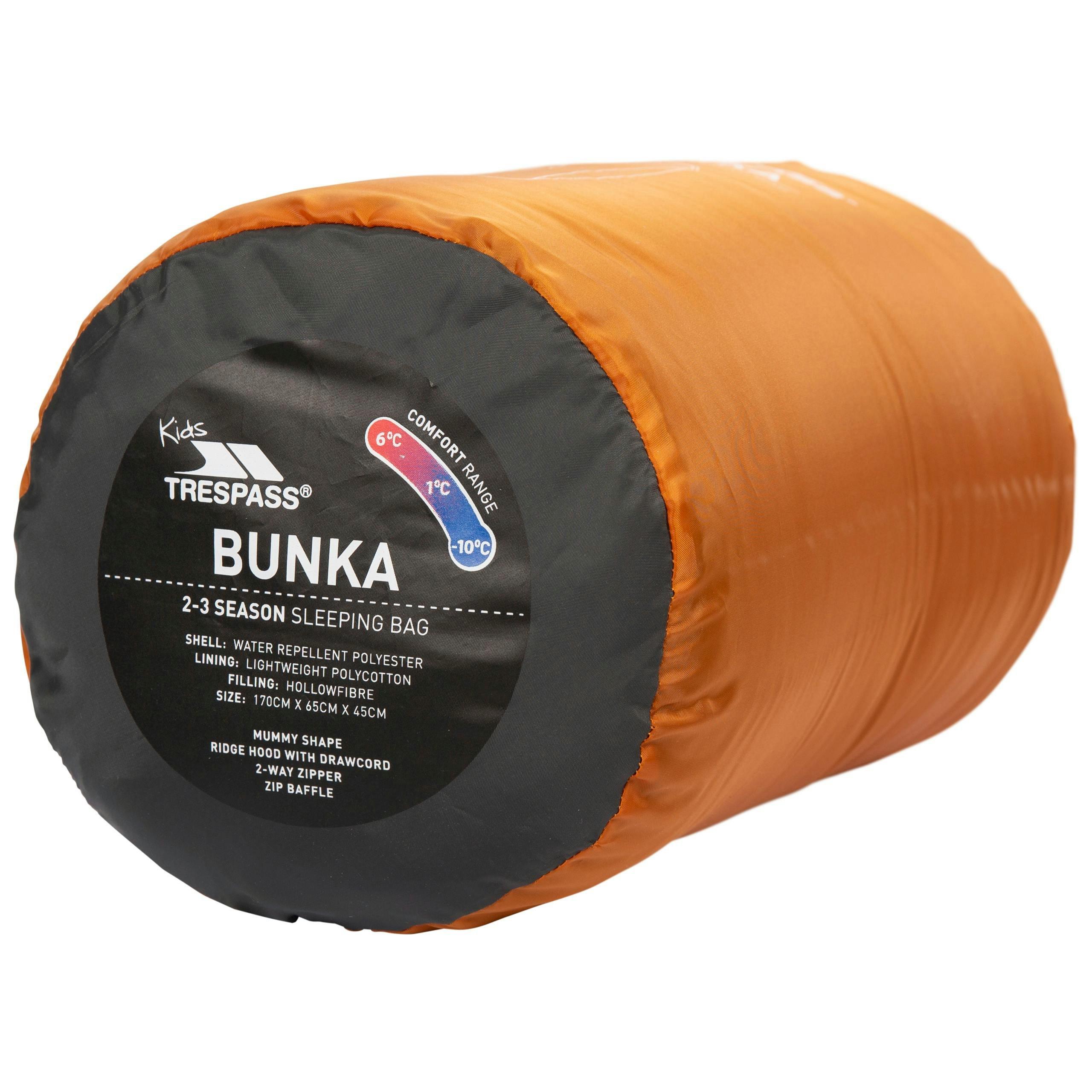 Trespass Kids Sleeping Bag 3 Season Lightweight Bunka In Carrot , view 2 of 6