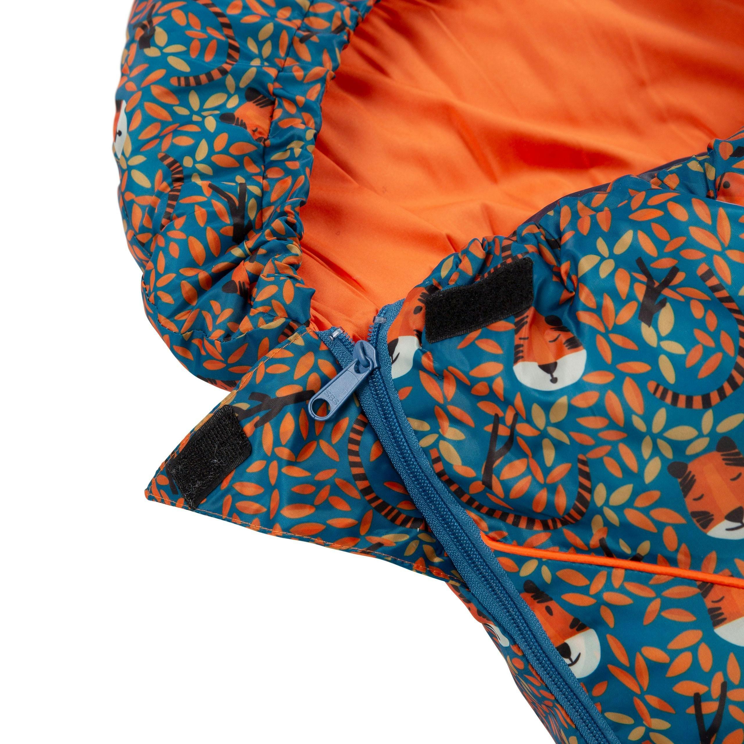 Trespass Kids Sleeping Bag 3 Season Lightweight Bunka in Teal tiger print , view 5 of 6