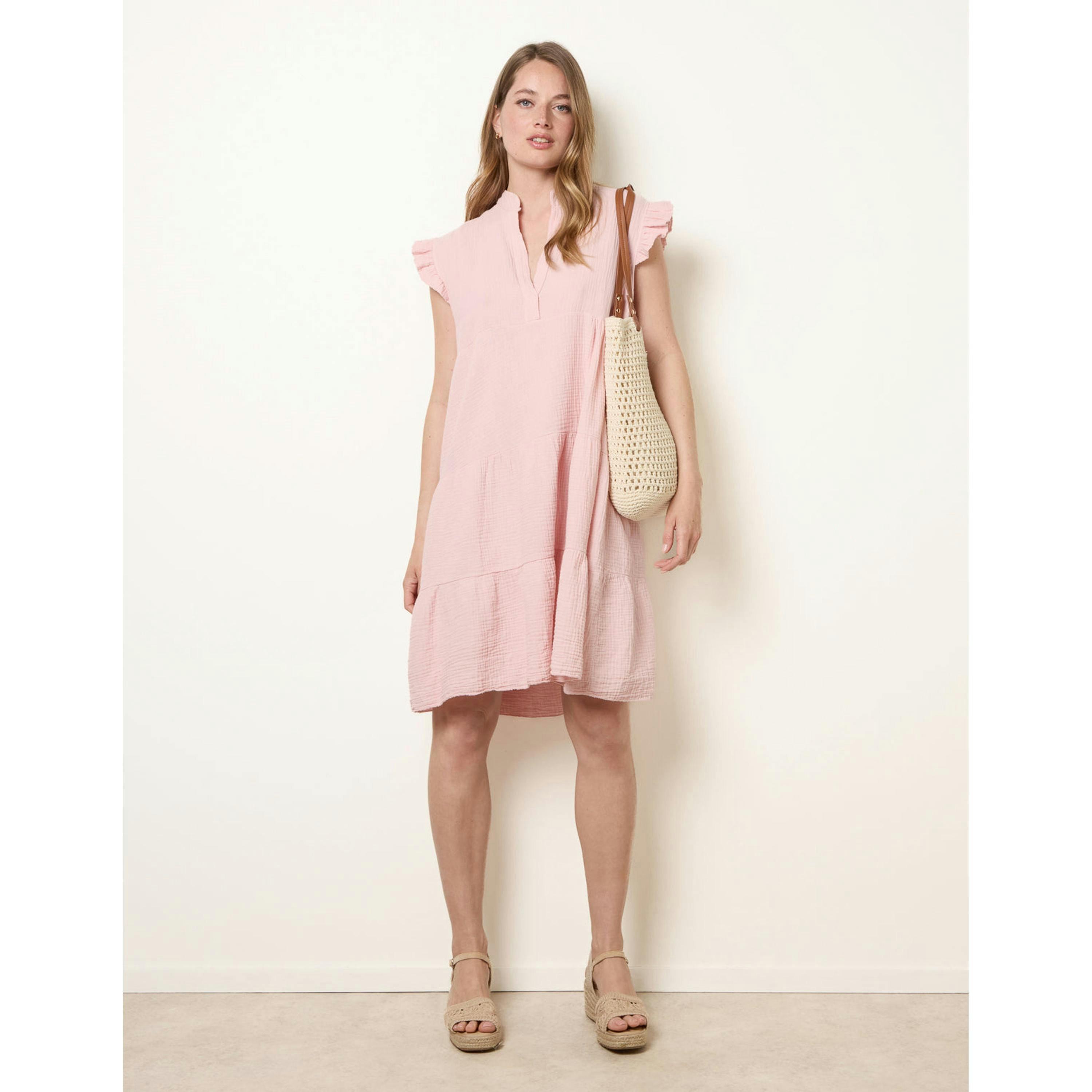 Blue Vanilla Cheesecloth Frill Sleeve Tunic  in Pink , view 3 of 4