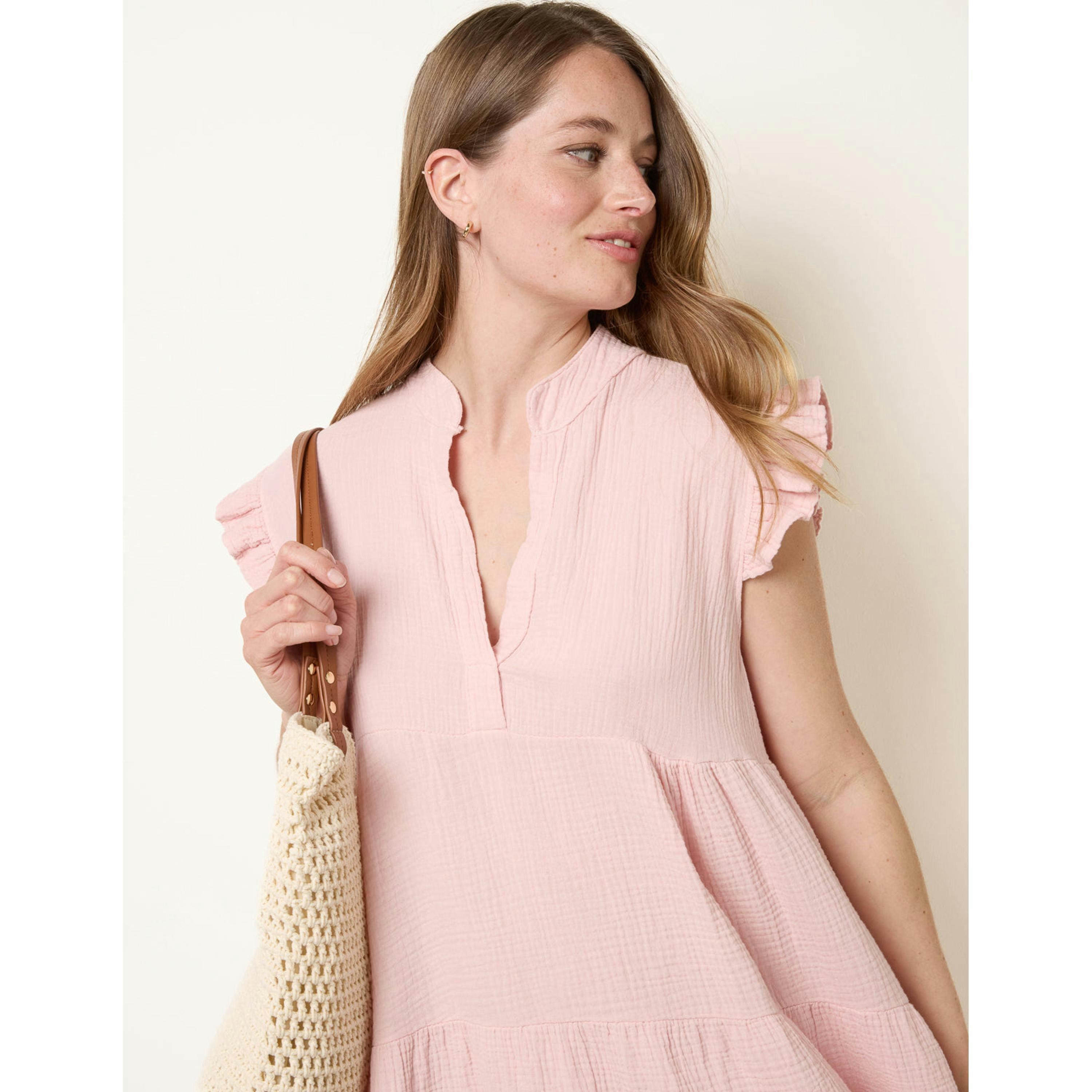 Blue Vanilla Cheesecloth Frill Sleeve Tunic  in Pink , view 4 of 4