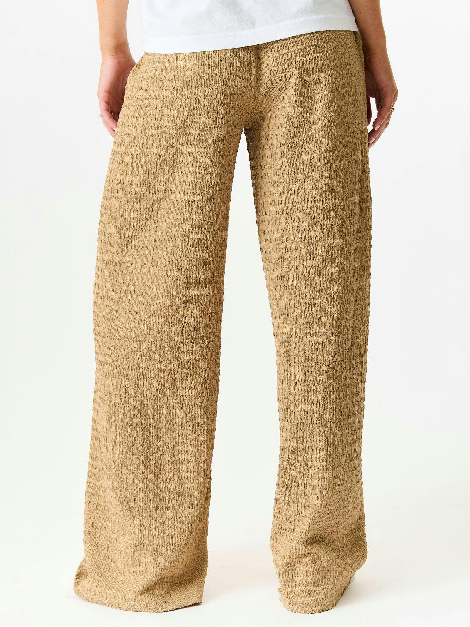 Camel Textured Elastic Waist Pull On Trousers , view 4 of 4