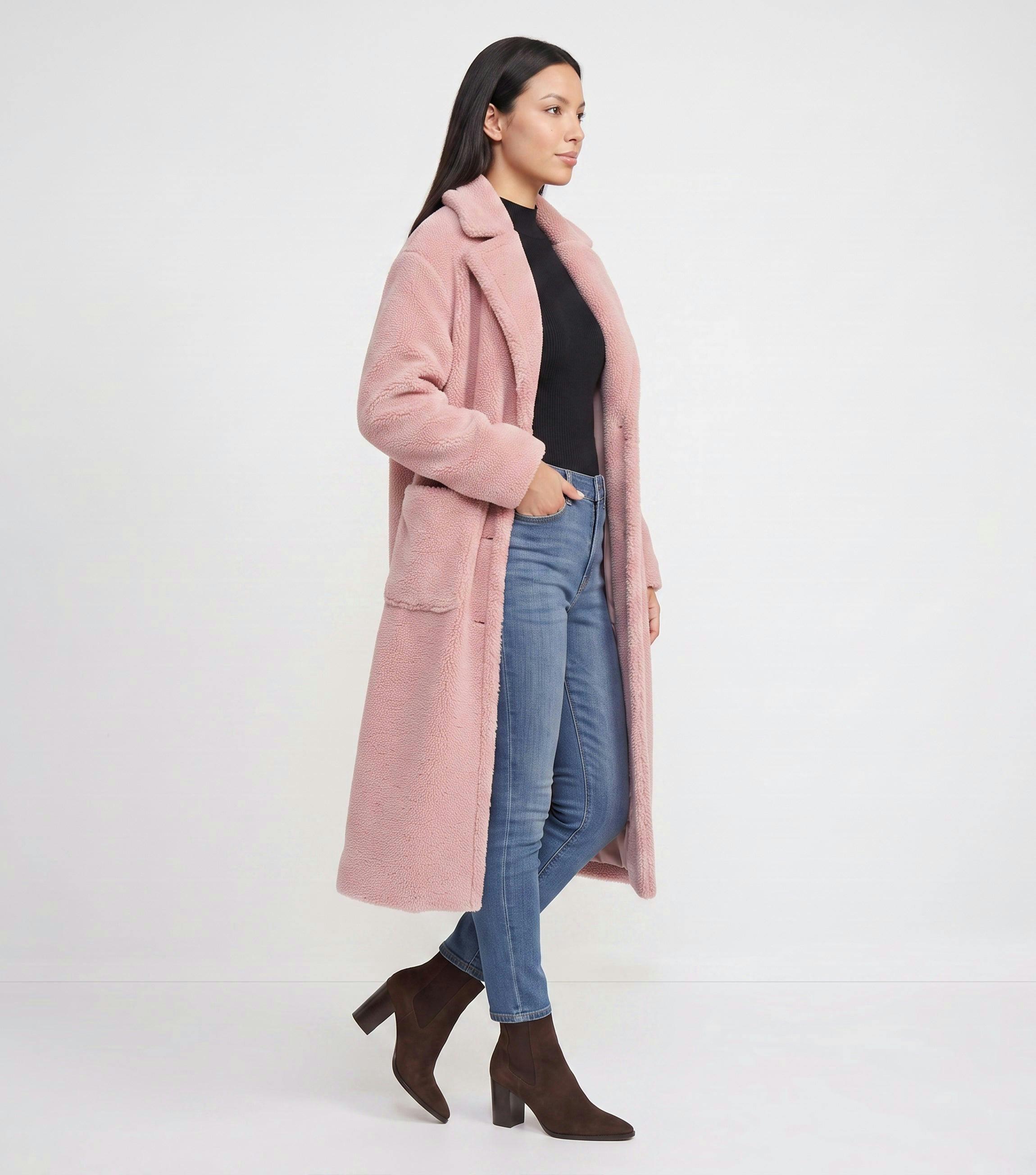 Blush Longline Teddy Coat , view 4 of 4