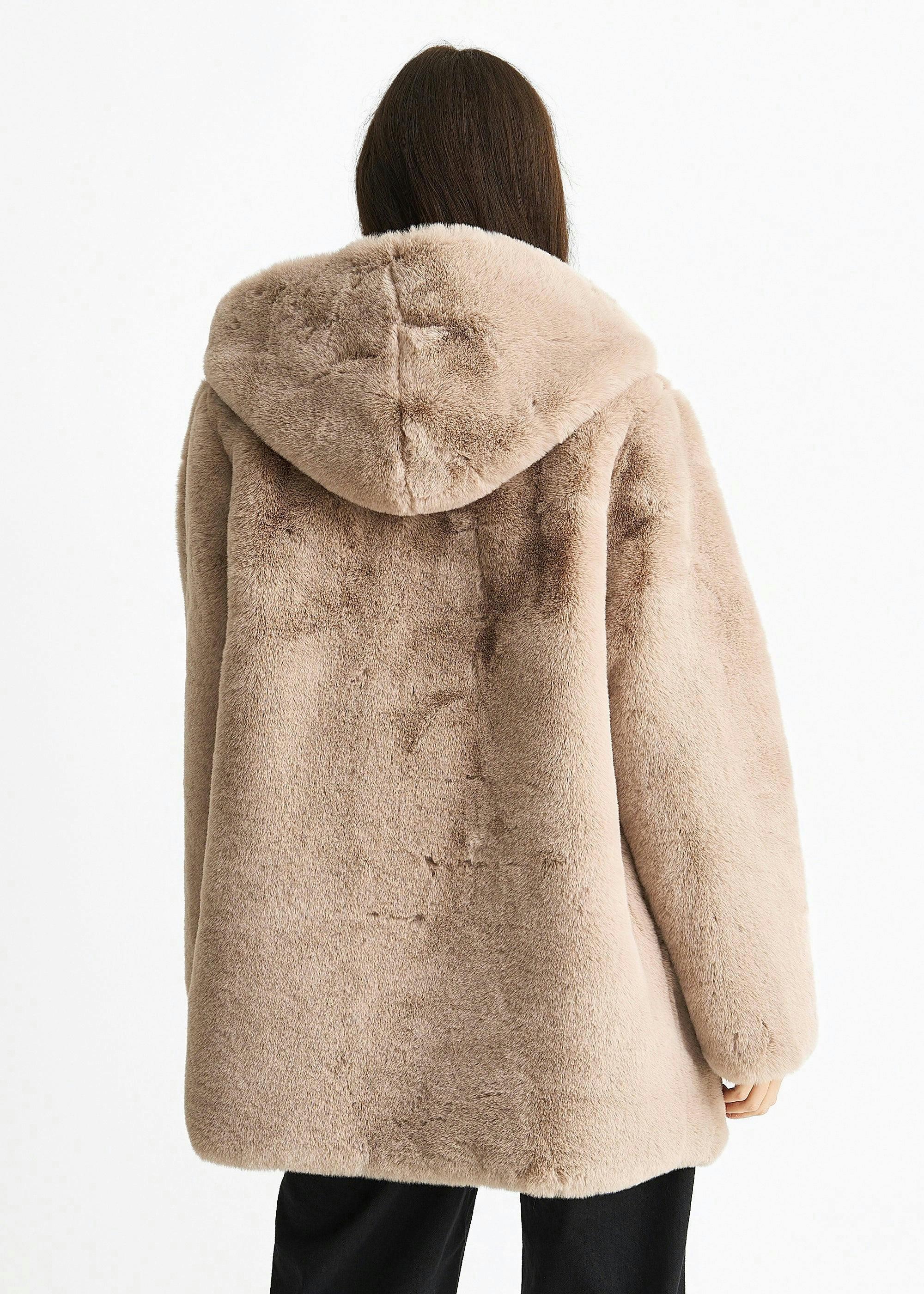 Mink Hooded Long Sleeve Faux Fur Jacket , view 3 of 4