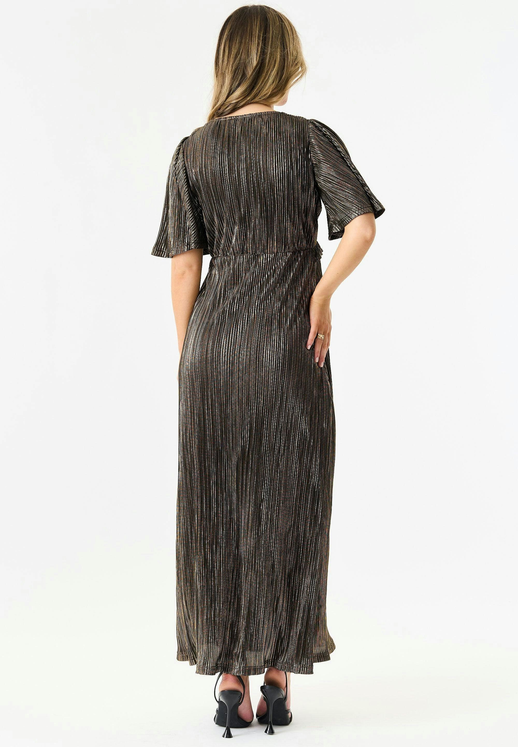 Black Metallic Plisse Maxi Dress , view 2 of 4