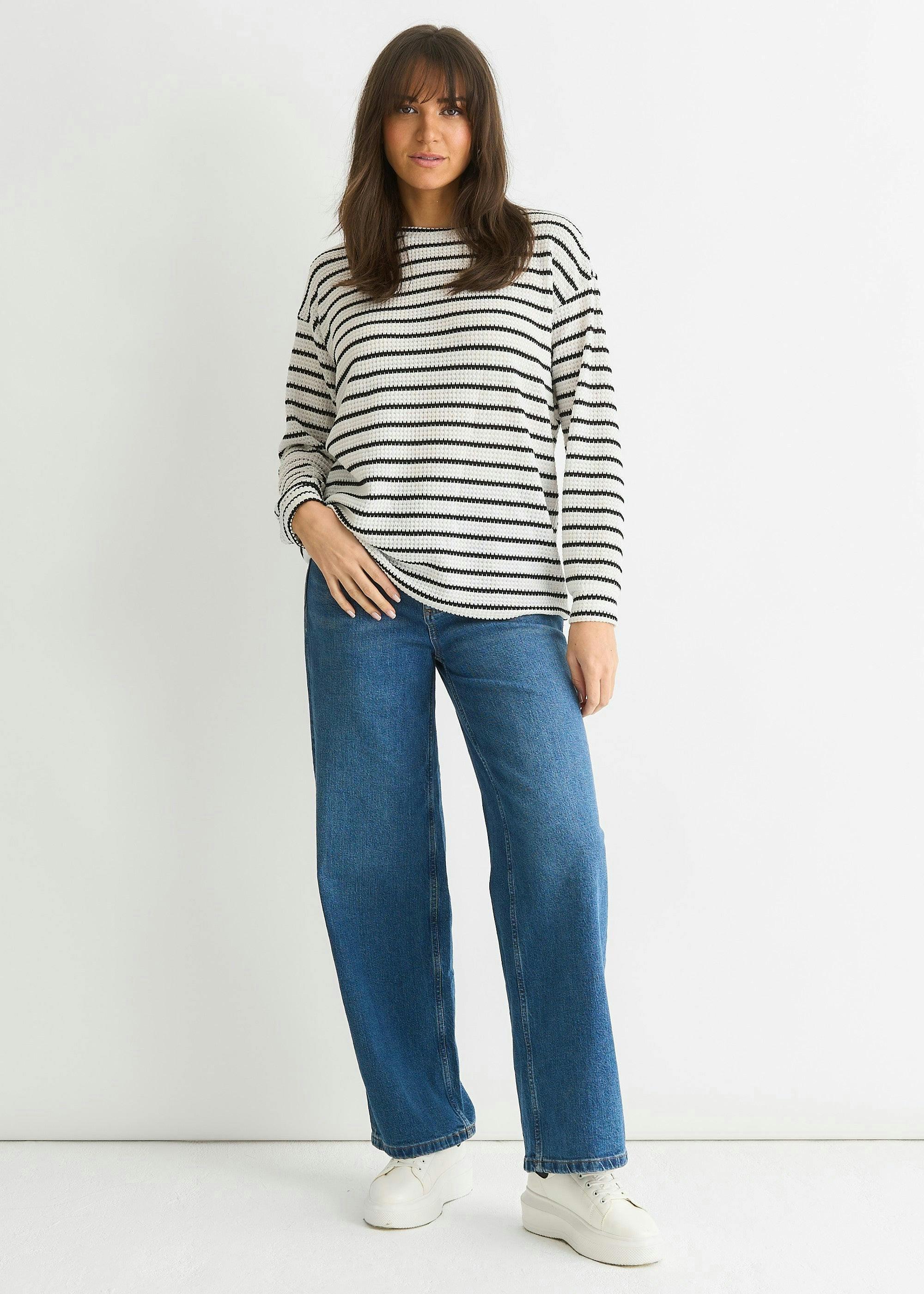 Mono Stripe Oversized Knit Jumper , view 3 of 4