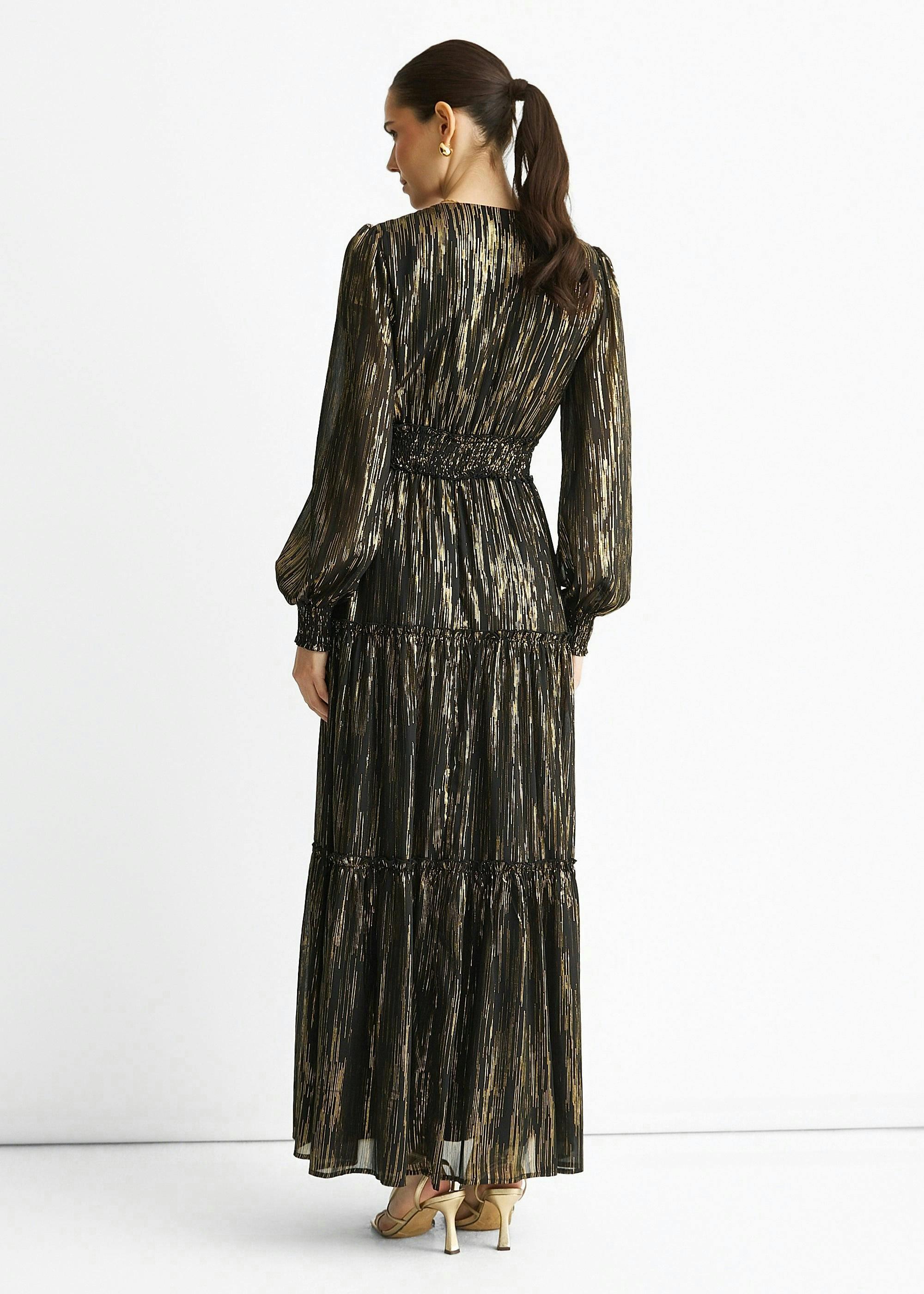 Black Sparkle Chiffon Occassion Tiered Maxi Dress , view 2 of 4