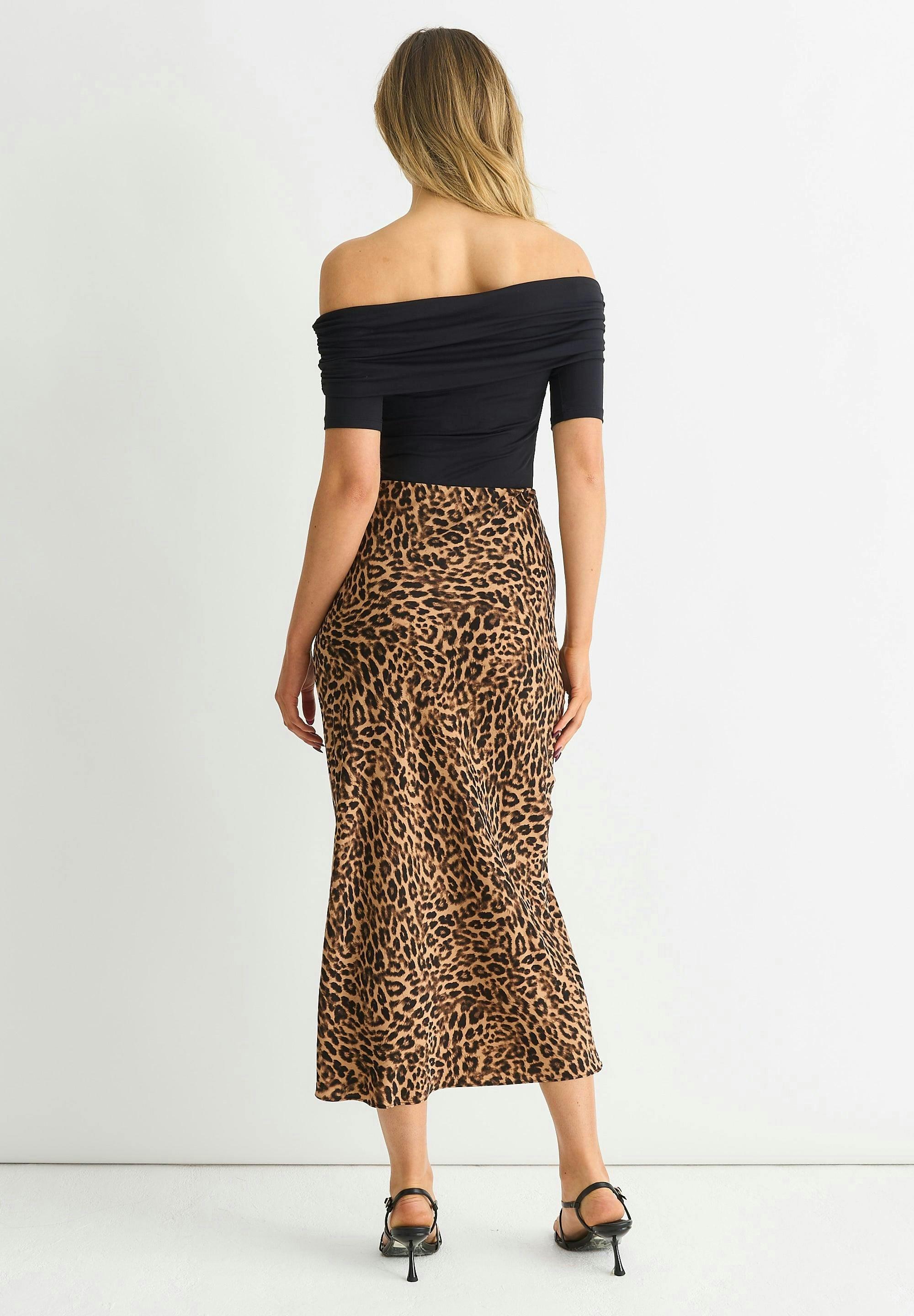 Brown Animal Print Midi Skirt , view 2 of 4