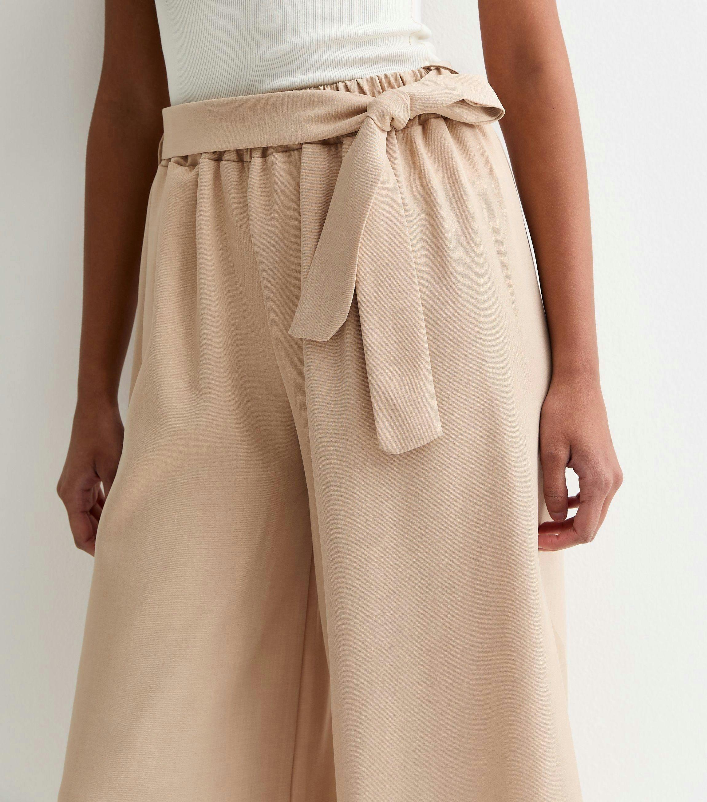 Camel Elasticated Wide Leg Tie detail Trousers , view 2 of 4