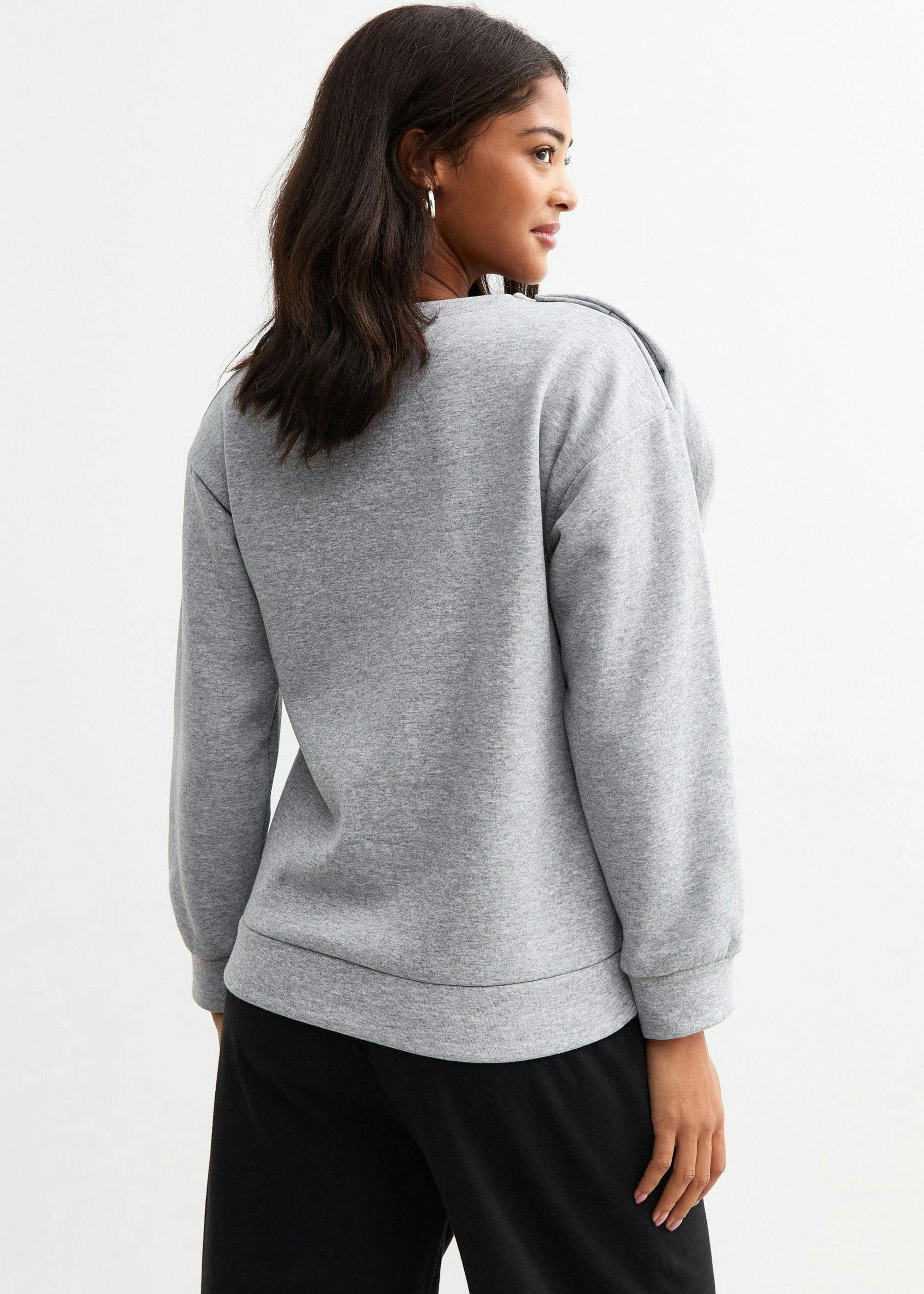 Grey Bow Patch Oversized Jumper , view 2 of 4