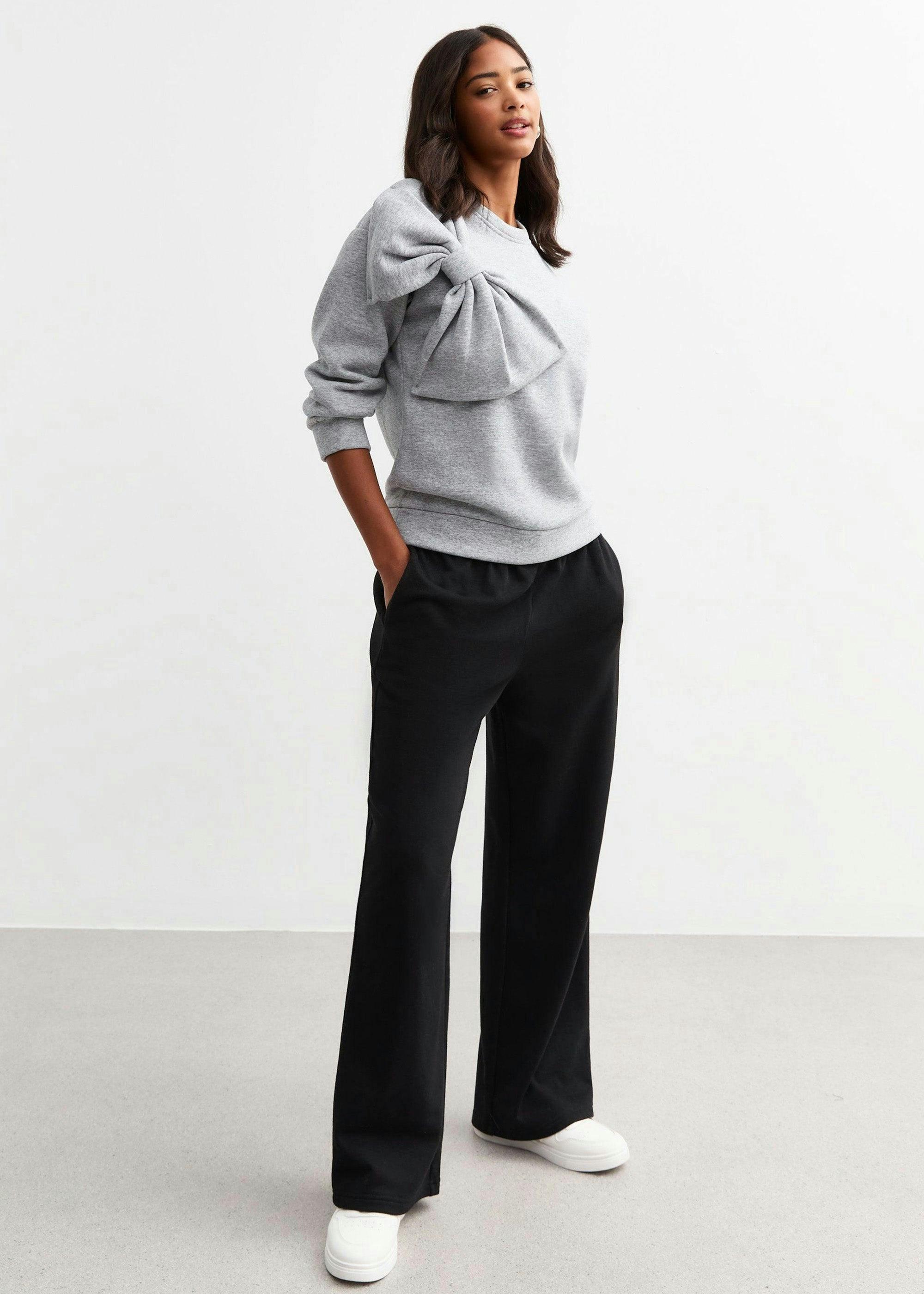 Grey Bow Patch Oversized Jumper , view 4 of 4