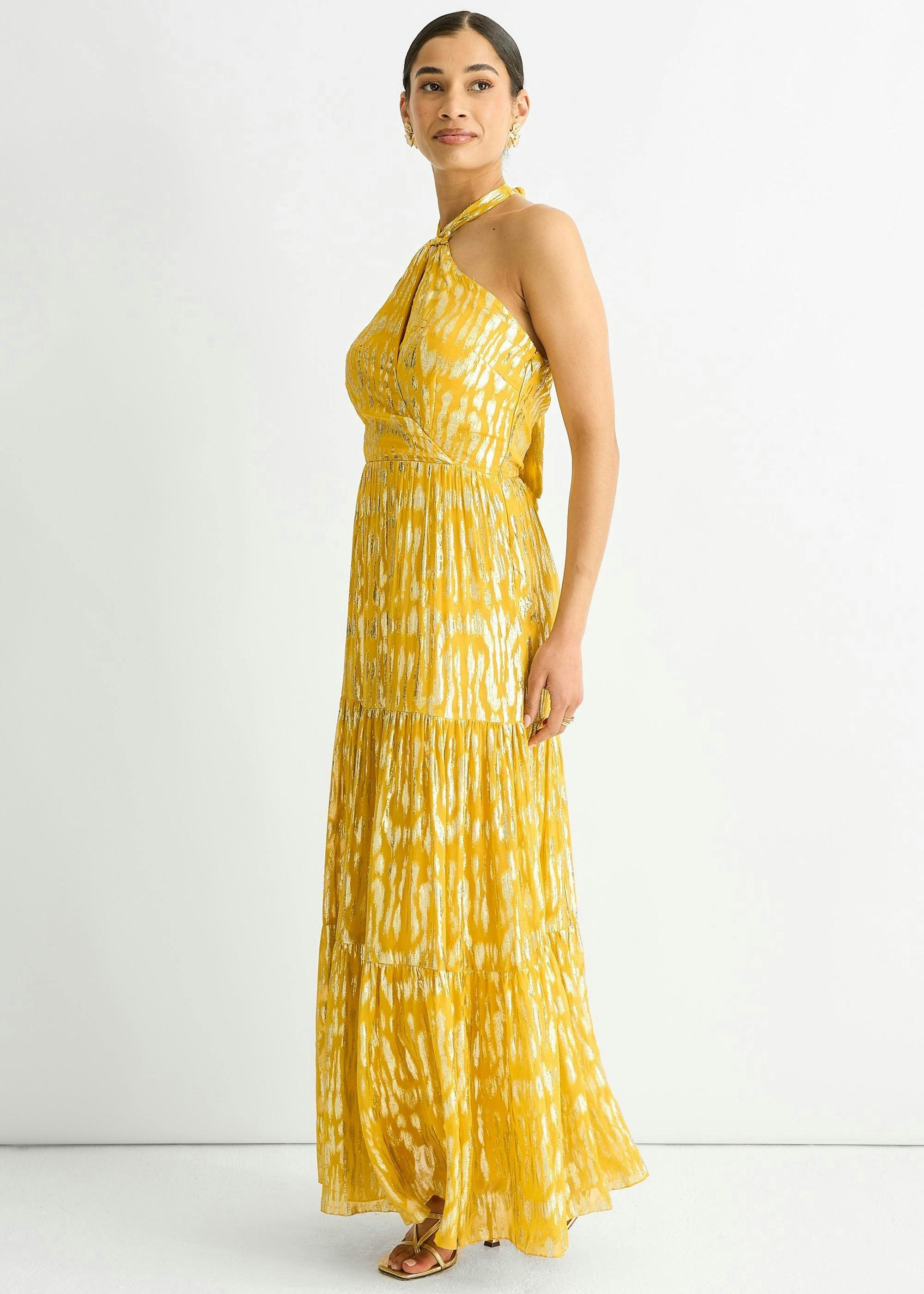Animal Jacquard Halter Neck Maxi dress , view 4 of 5