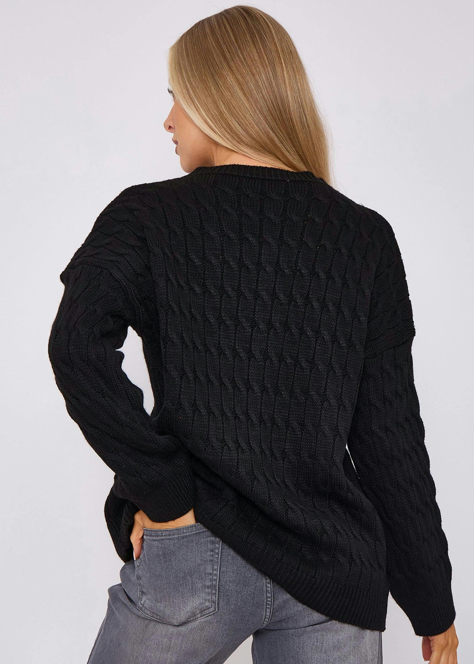 Black Rib Knit Oversized Jumper , view 2 of 4