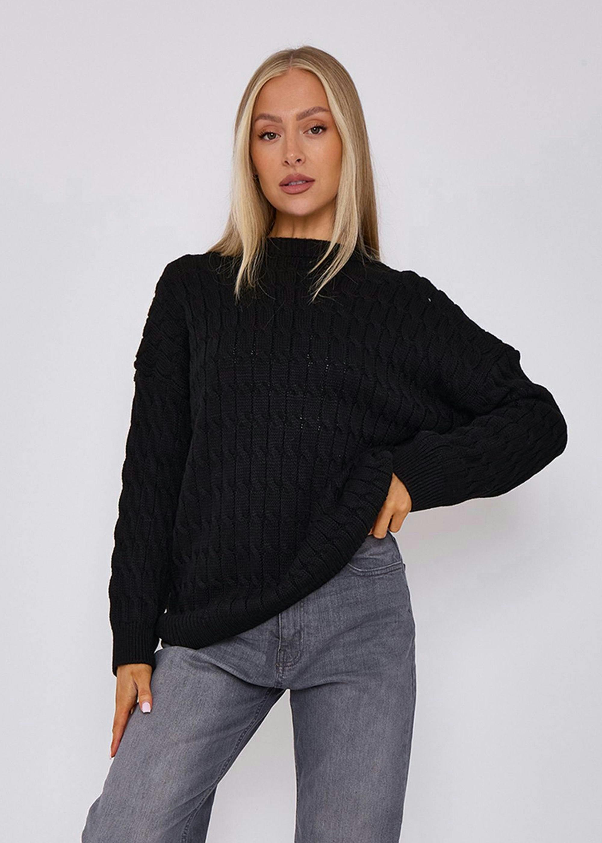 Black Rib Knit Oversized Jumper , view 3 of 4