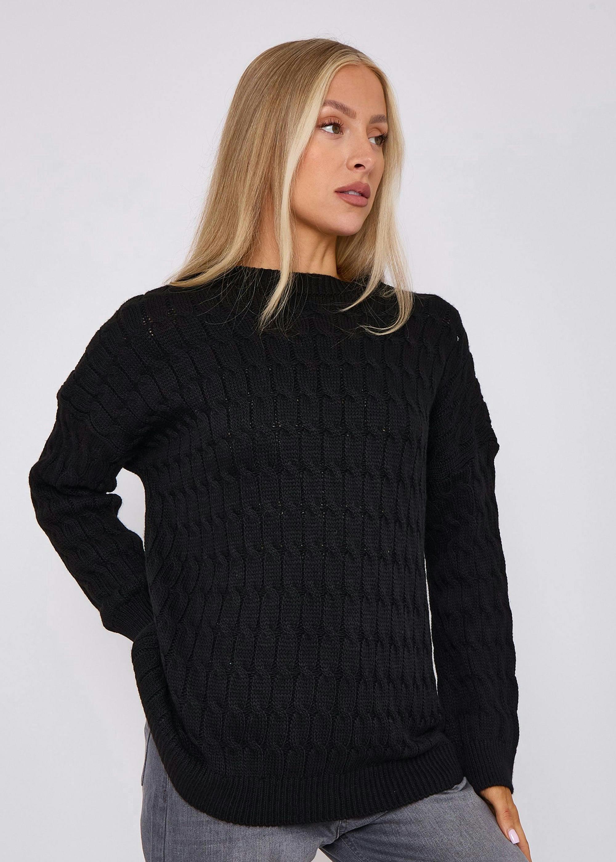 Black Rib Knit Oversized Jumper , view 4 of 4