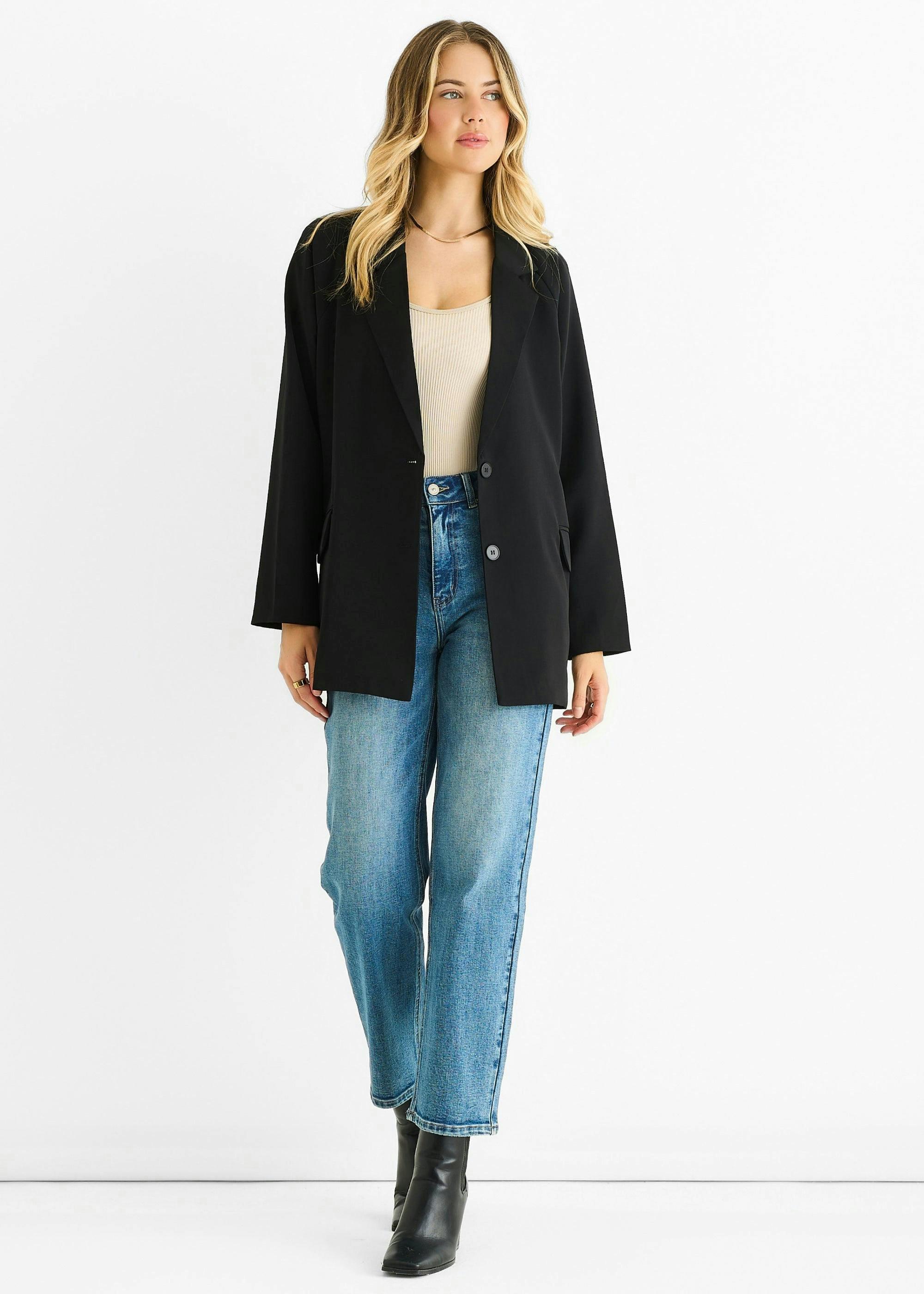 Black Tailoring Oversized Draped Blazer | Clarks UK