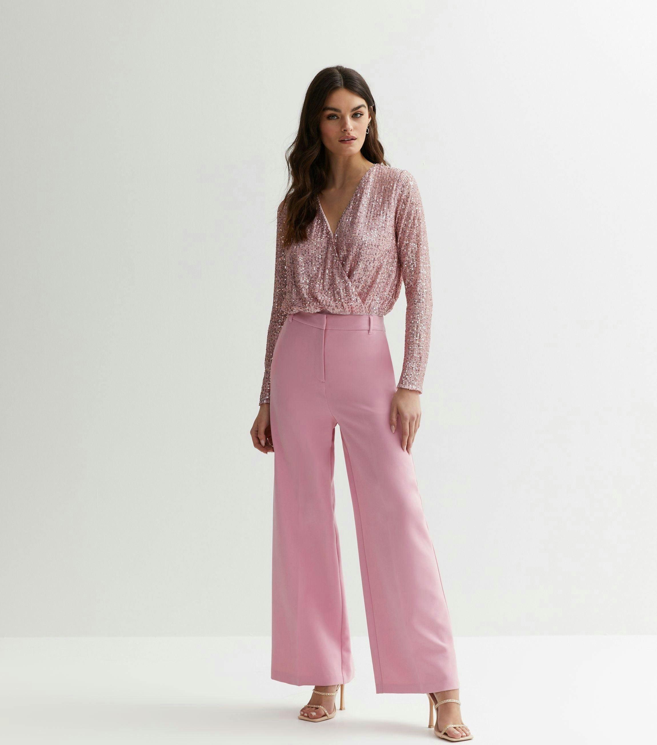 Blush Sequin Wrap Long Sleeve Bodysuit , view 4 of 4