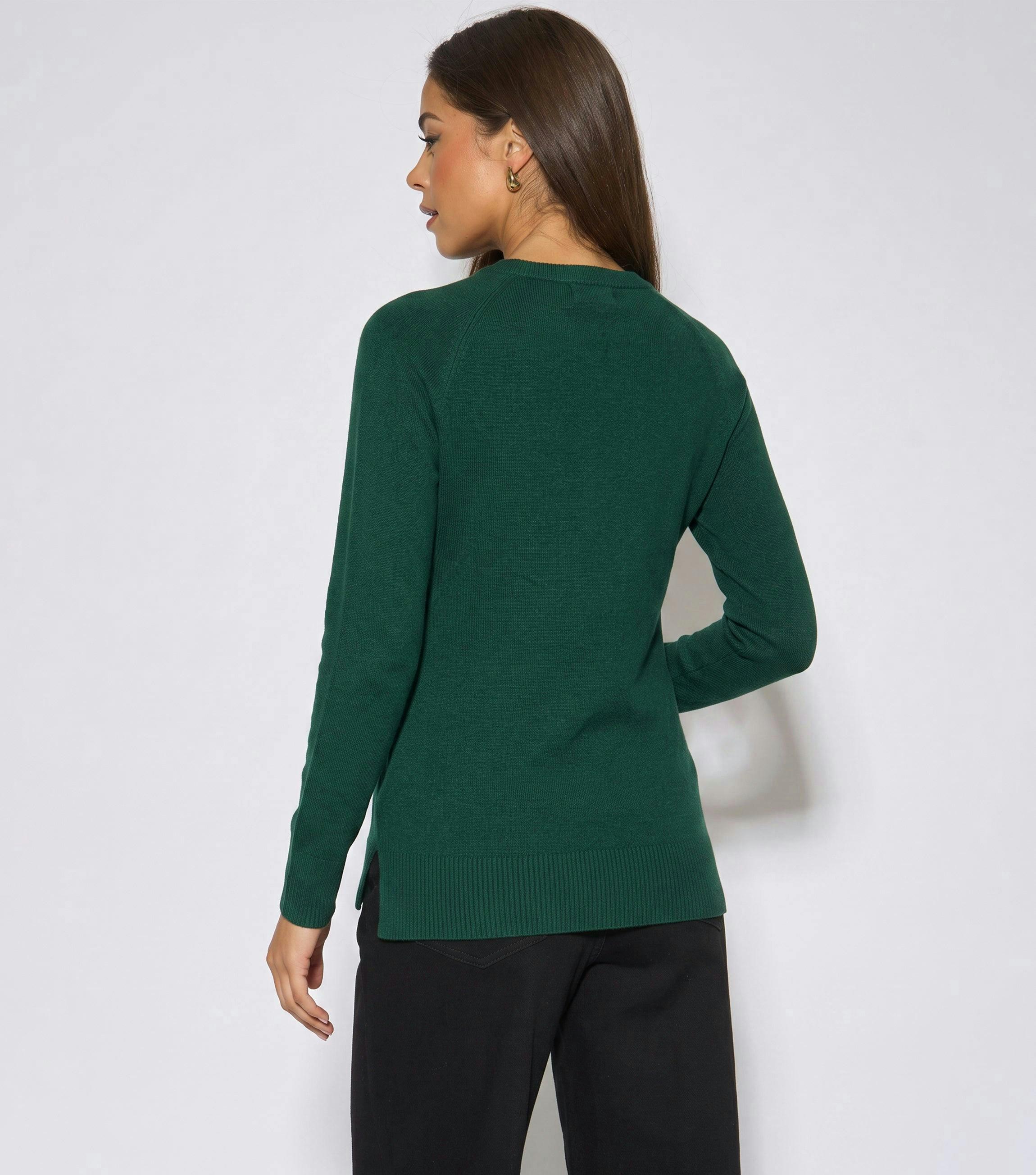 Green Crew Neck Fine Knit Oversized Jumper , view 2 of 4