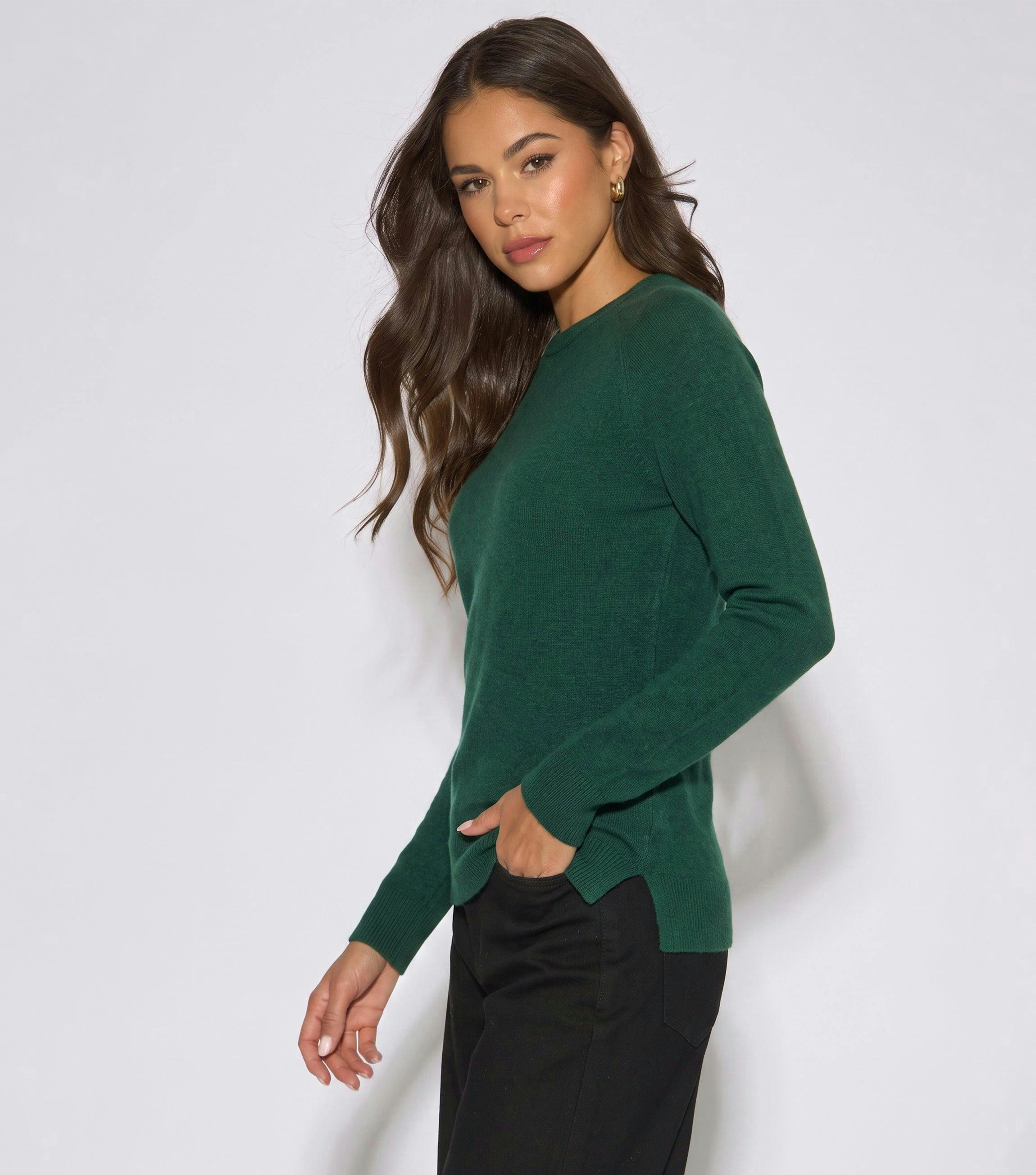 Green Crew Neck Fine Knit Oversized Jumper , view 4 of 4