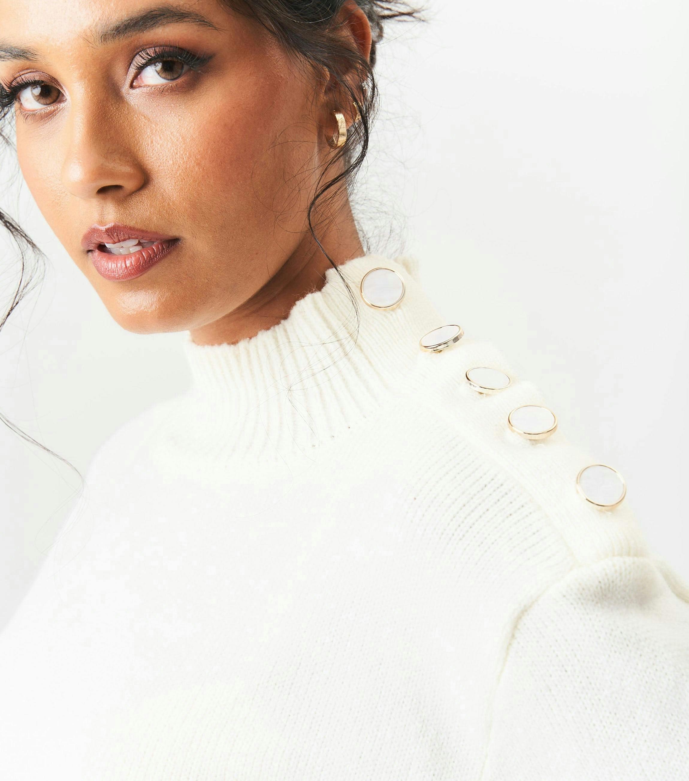 Cream High Neck Stripe Oversized Jumper , view 4 of 4