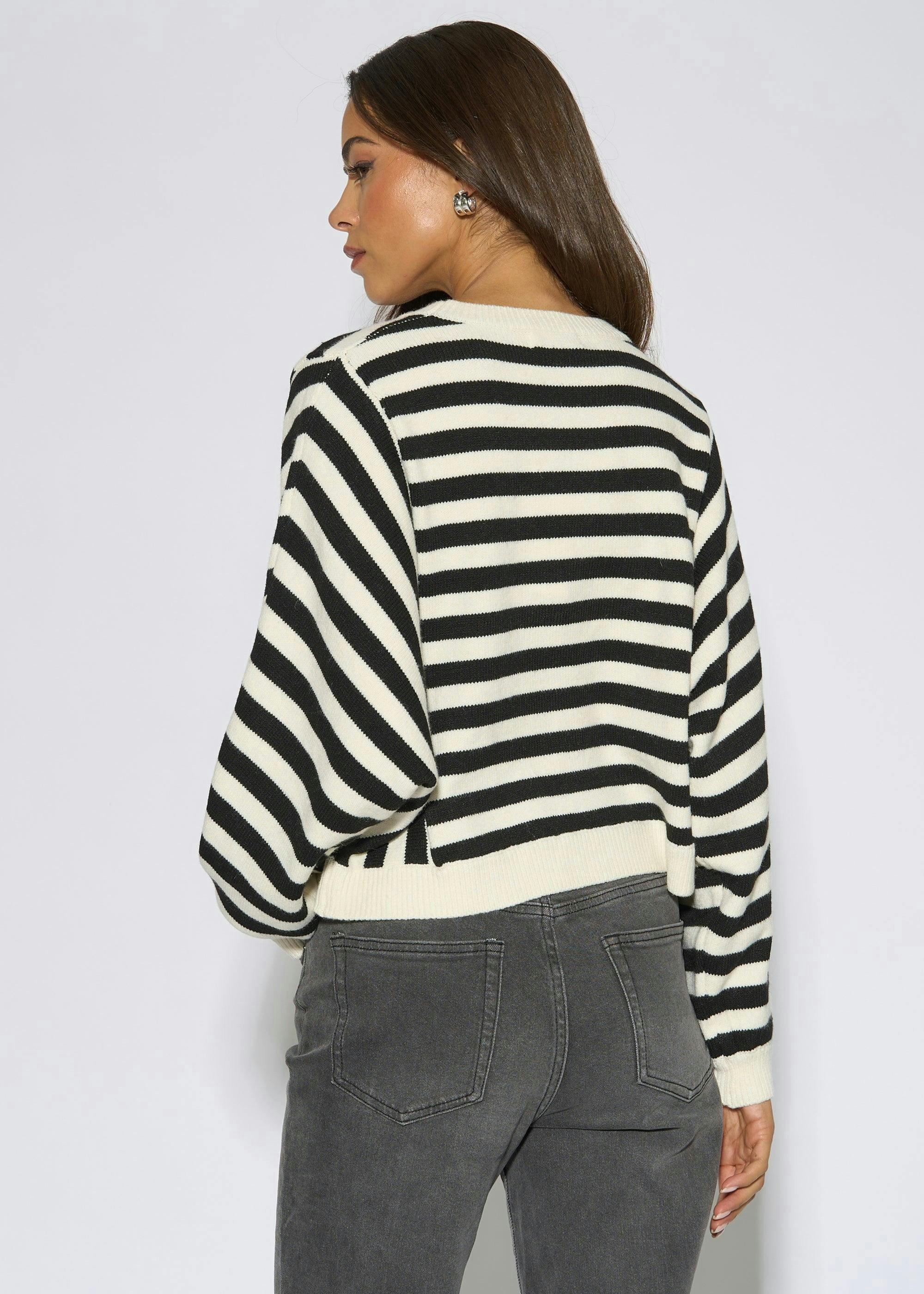 White Recycle Mix Contrast Stripe Loose Fit Knit Jumper , view 4 of 6