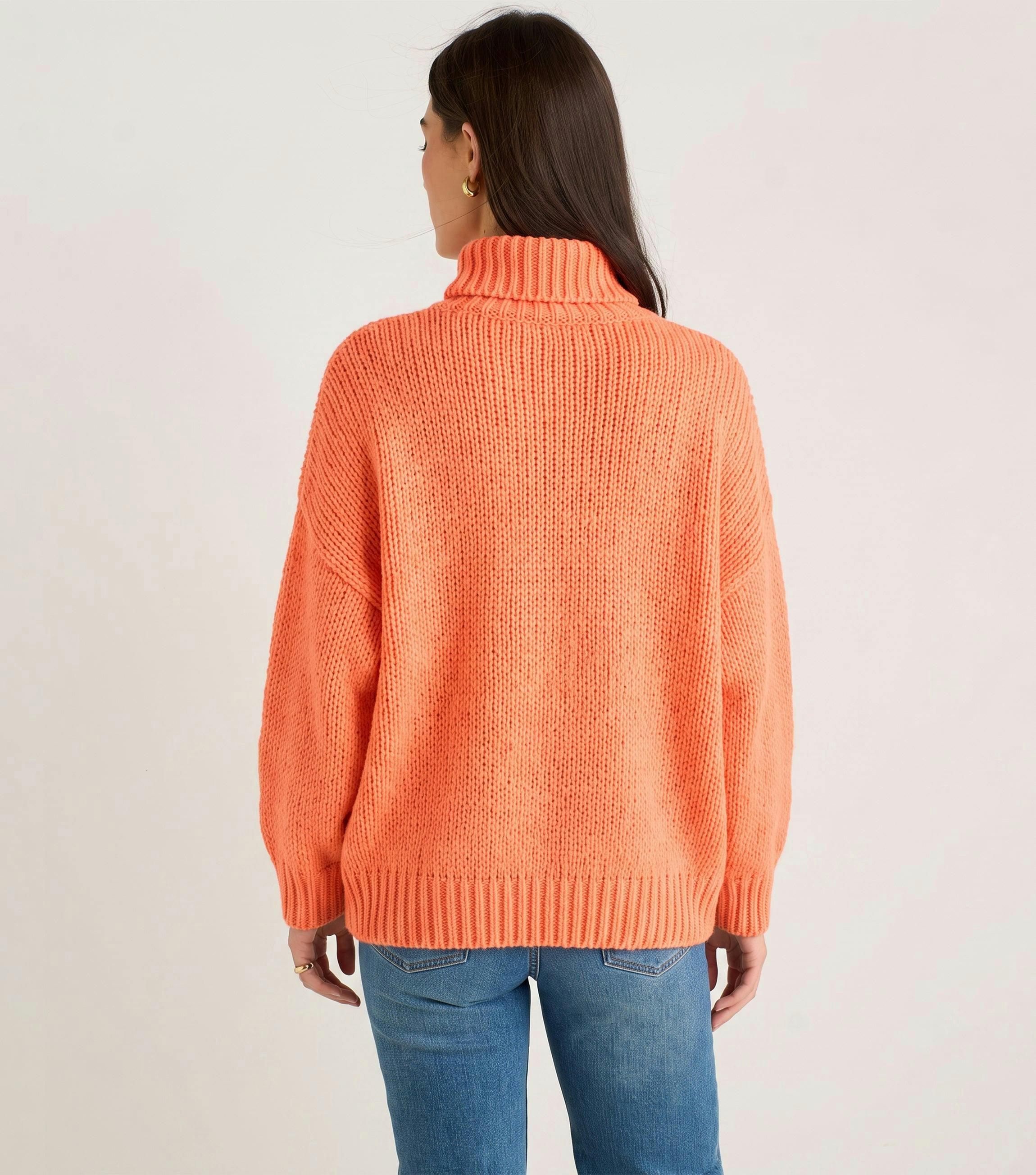 Orange Floral Crochet Chunky Knit Oversized Jumper , view 2 of 4
