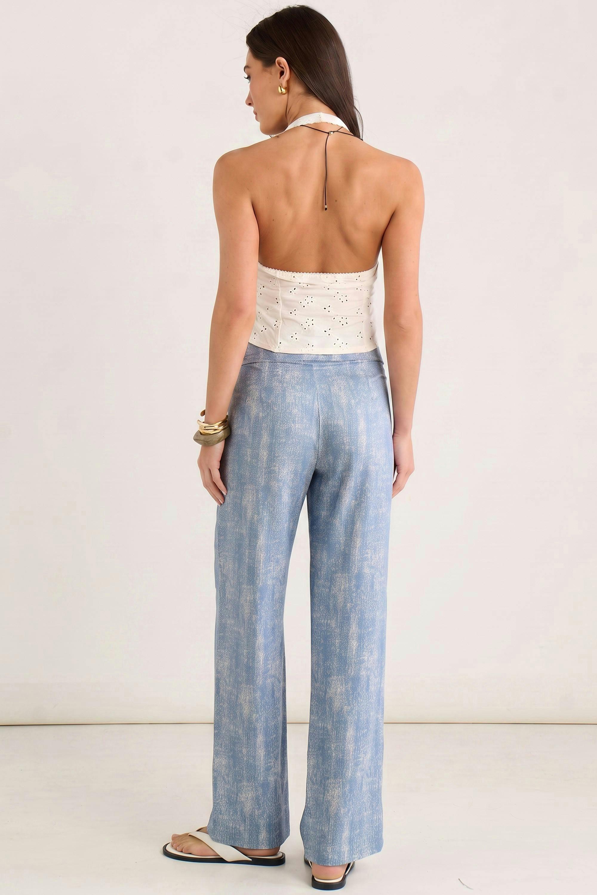 Blue Buckle Detail Trouser , view 2 of 4
