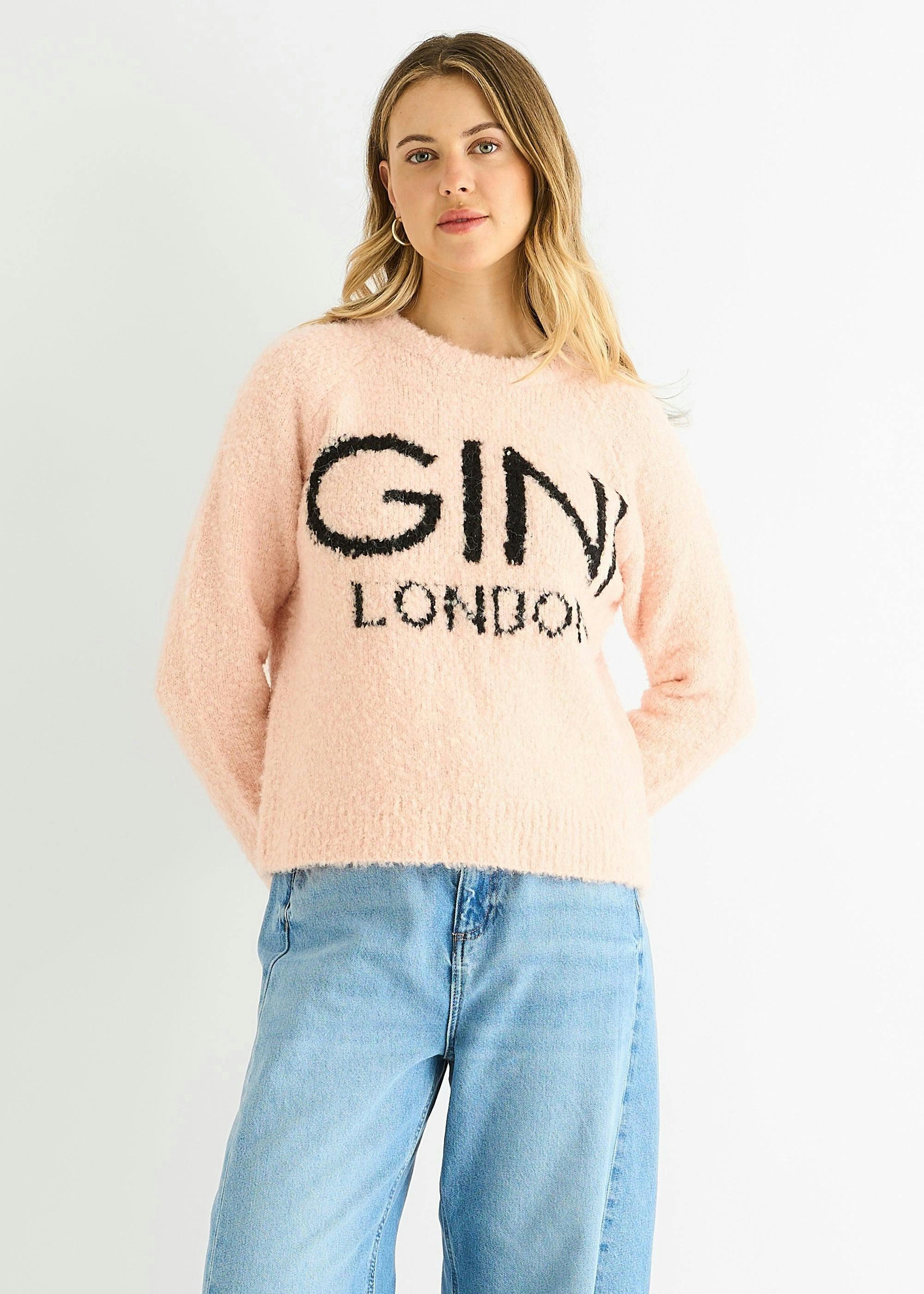 Pink Gini Logo Cosy Knit Jumper , view 3 of 4