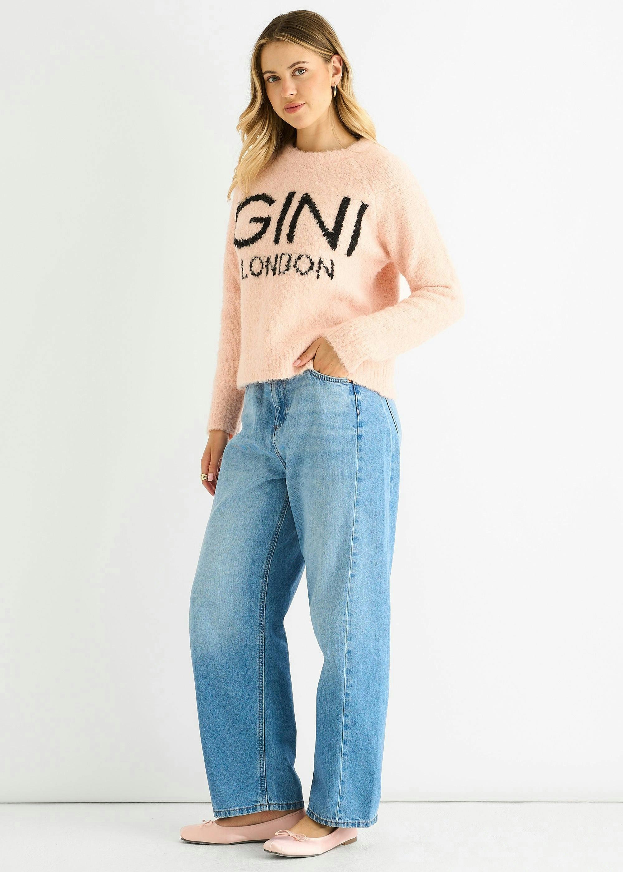 Pink Gini Logo Cosy Knit Jumper , view 4 of 4