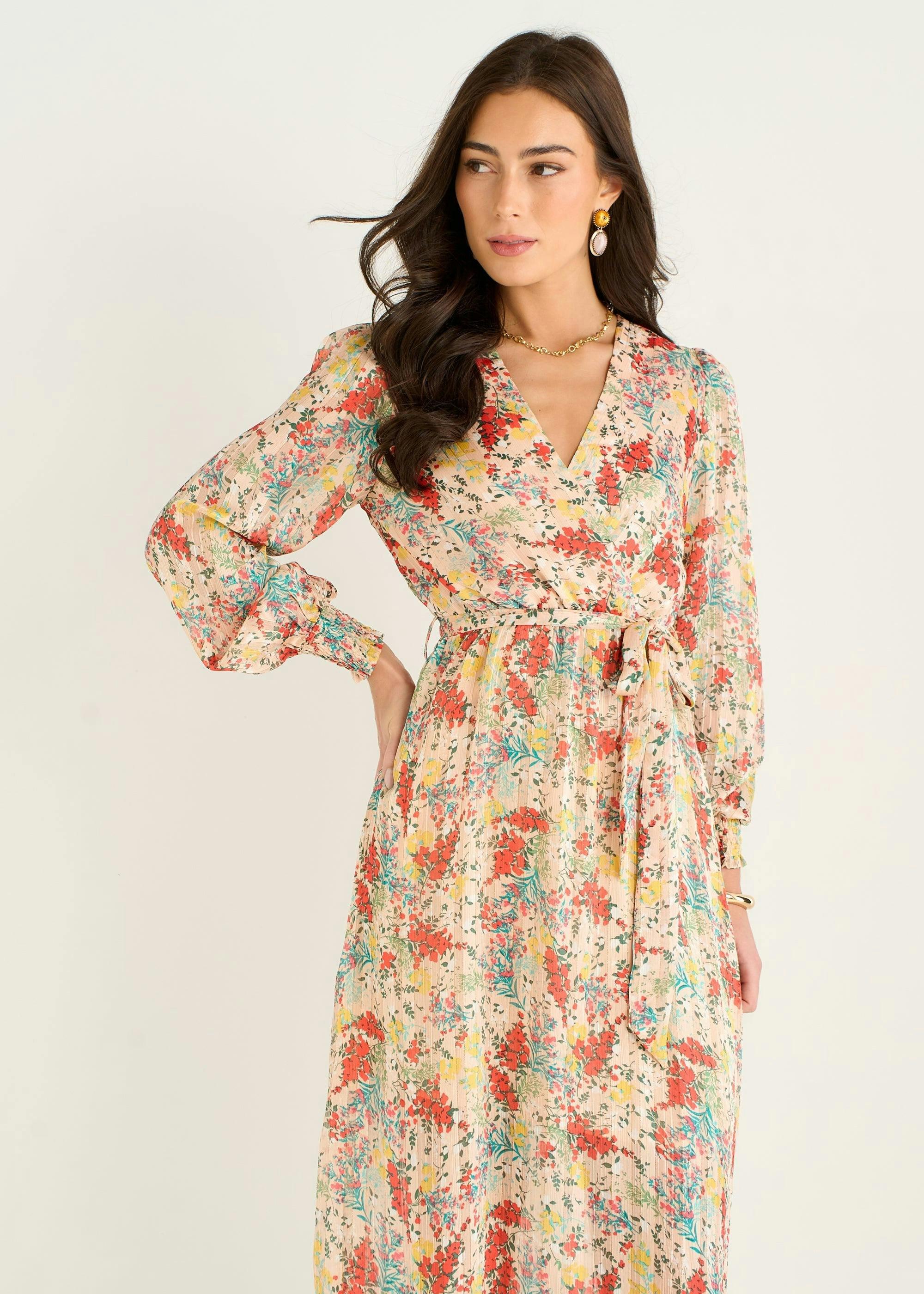 Multi Jacquard Chiffon Midi Dress , view 3 of 4