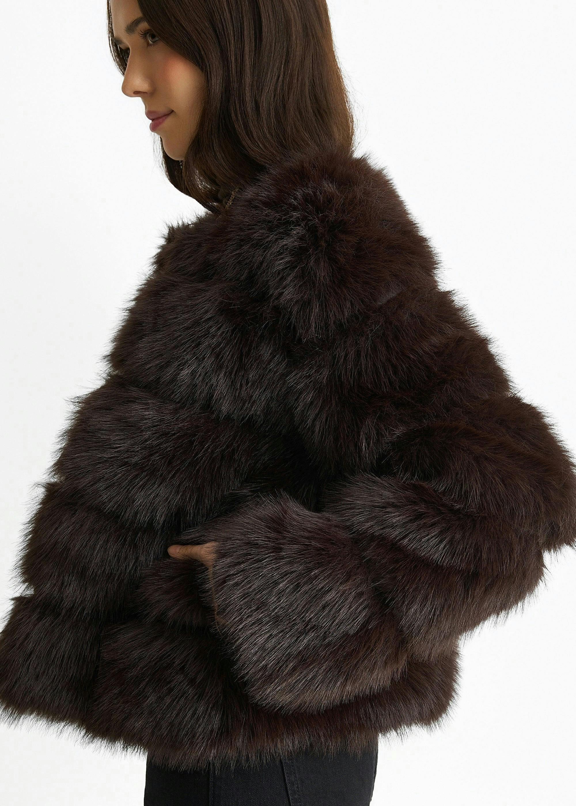 Chocolate Soft Touch Fur Jacket , view 4 of 4