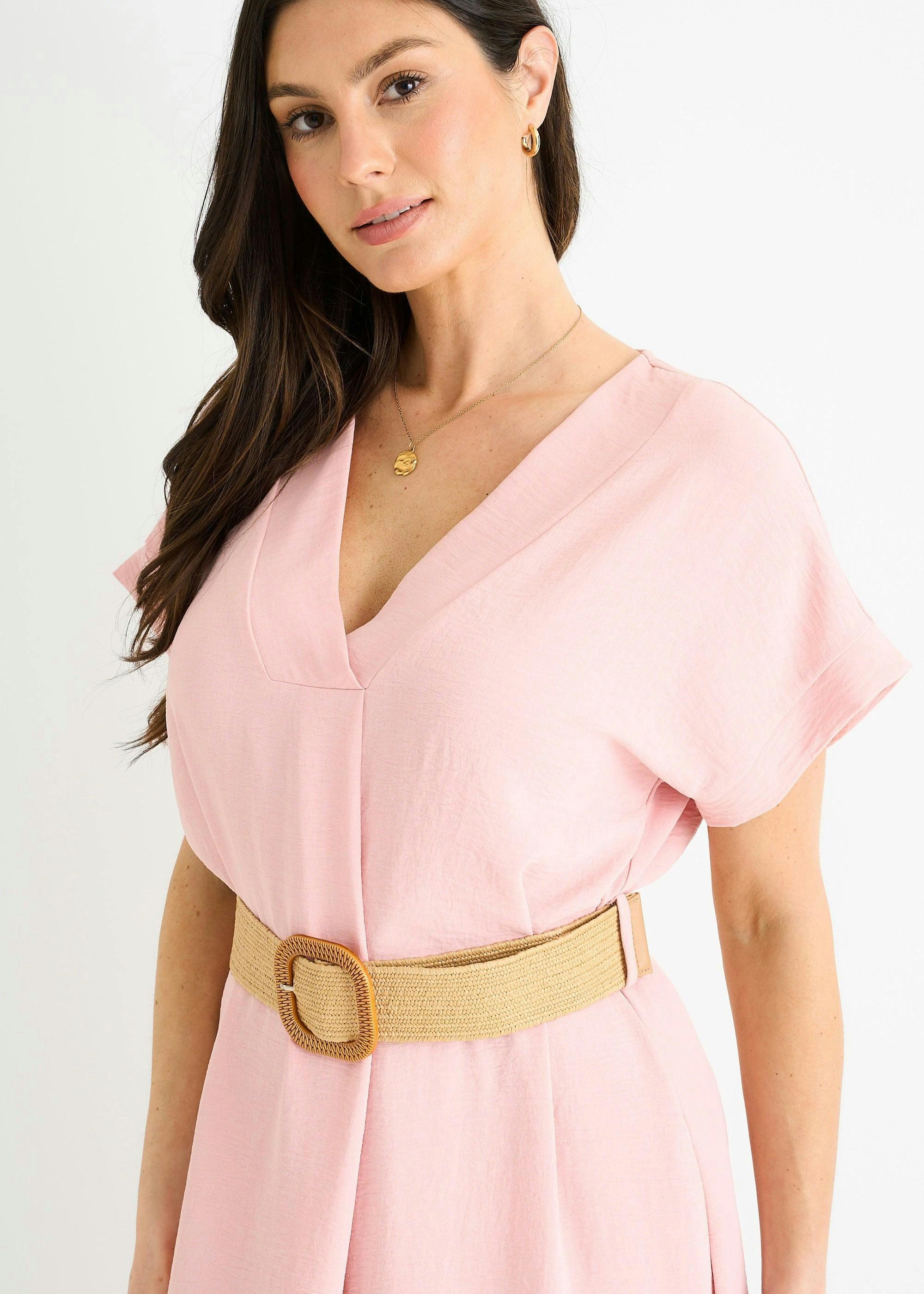 Blush Air Flow Belted Oversized Dress , view 3 of 4