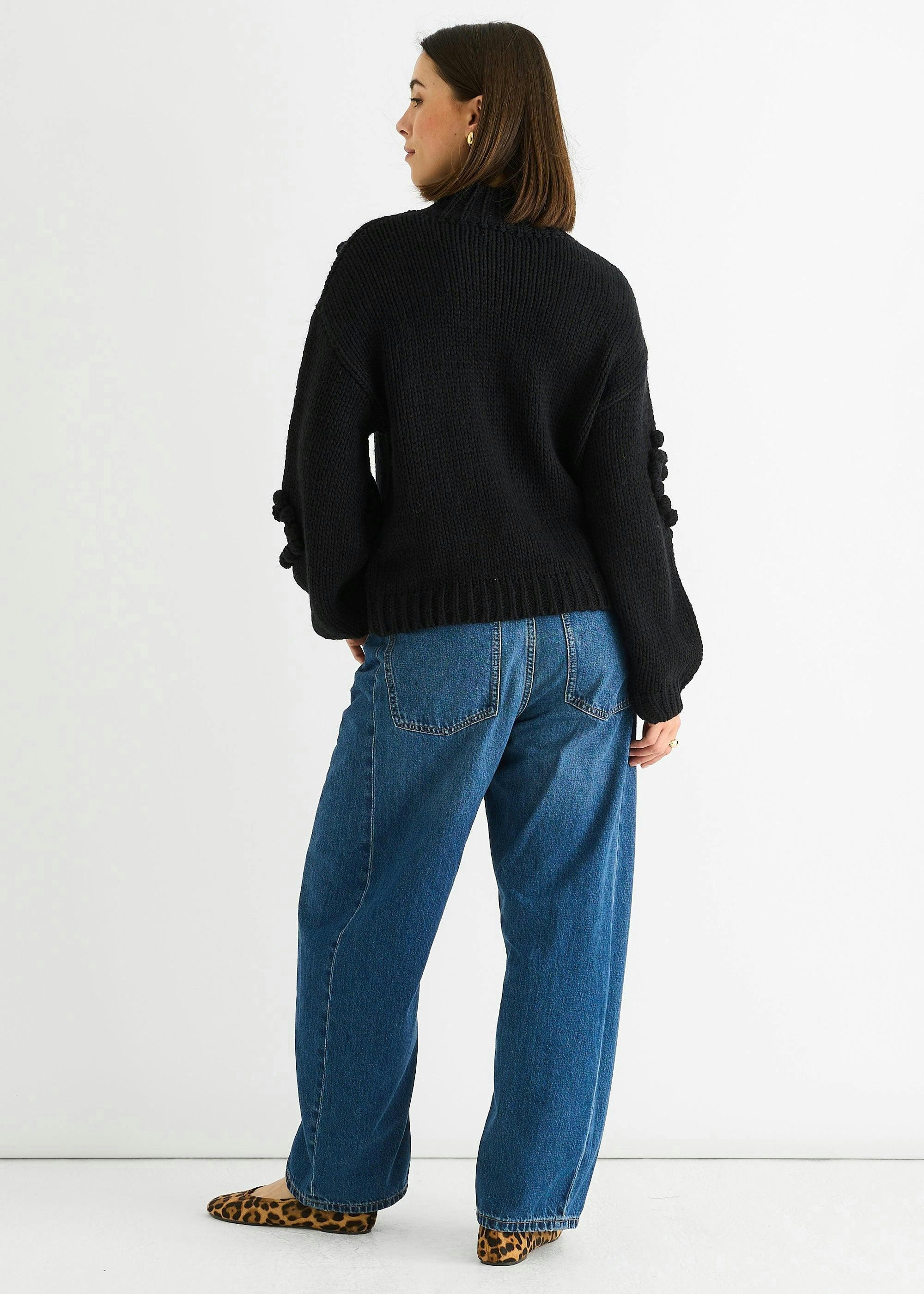 Black Heart Bubble Chunky Knit High Neck Jumper , view 3 of 4