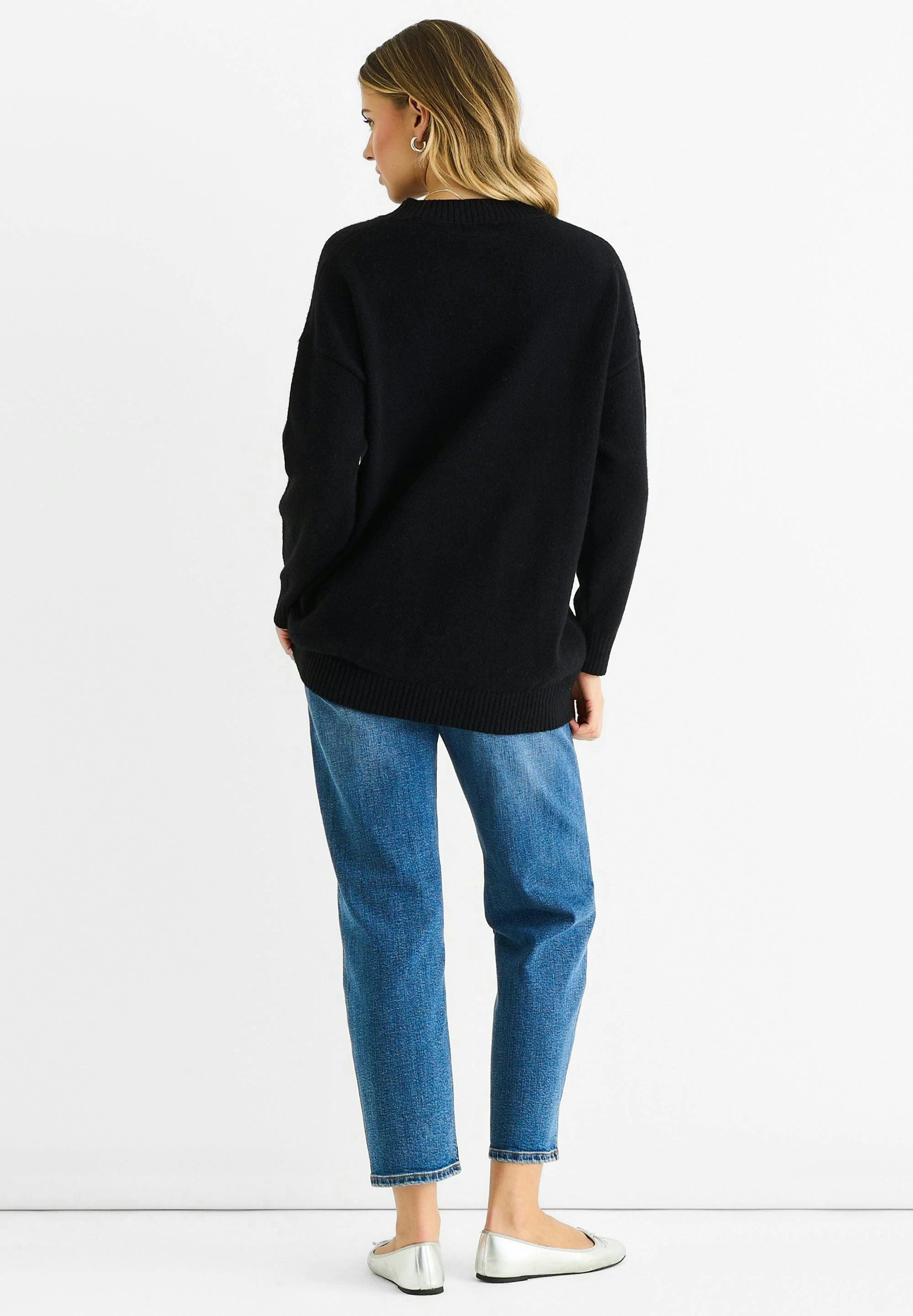Black Paint Flower Knit Oversized Long Jumper , view 4 of 4