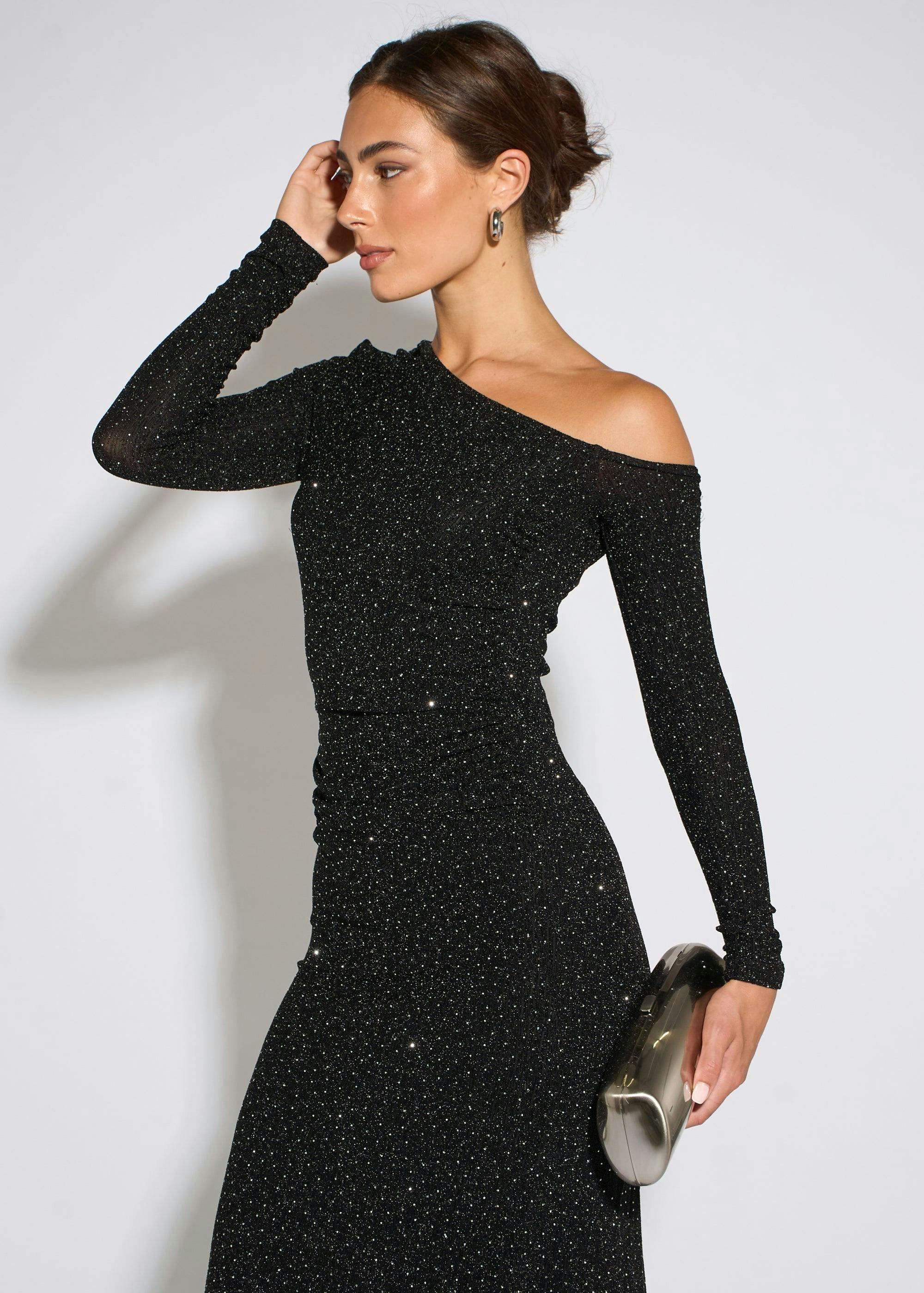 Black Hot Fix Studded Jersey Midi Dress , view 4 of 4