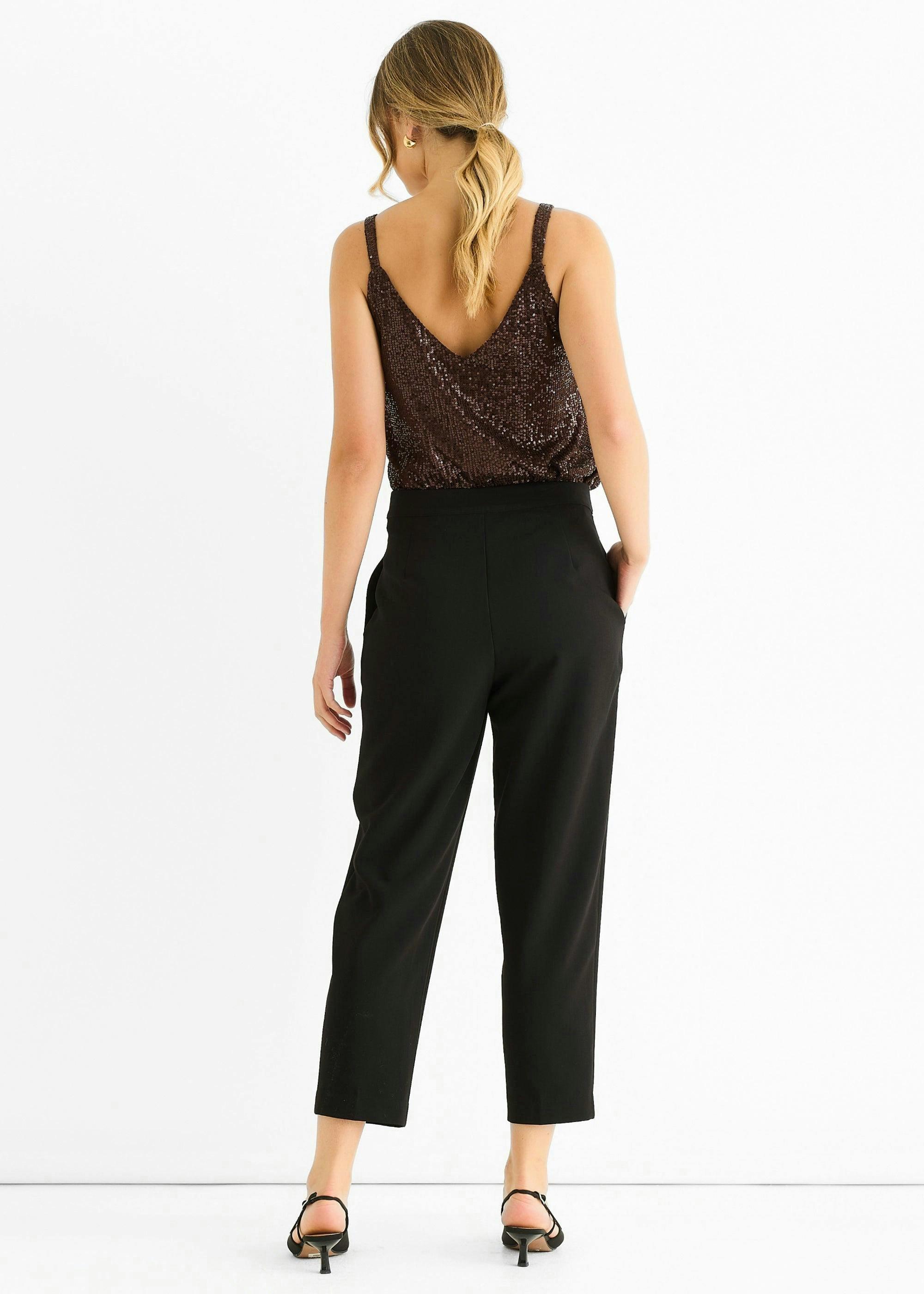 Black Ankle Grazer Cigarette Tailored Trousers , view 2 of 4