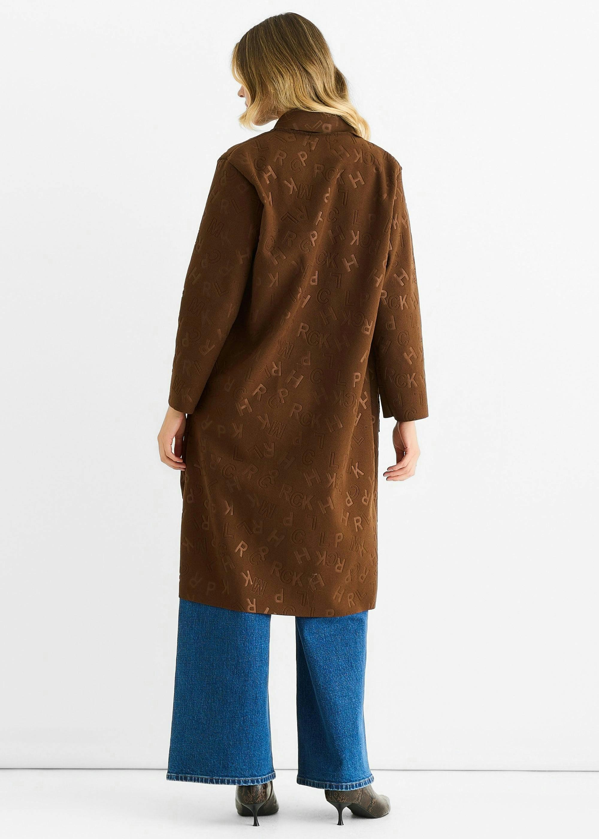 Chocolate Embossed Edge to Edge Lightweight Jacket , view 2 of 4
