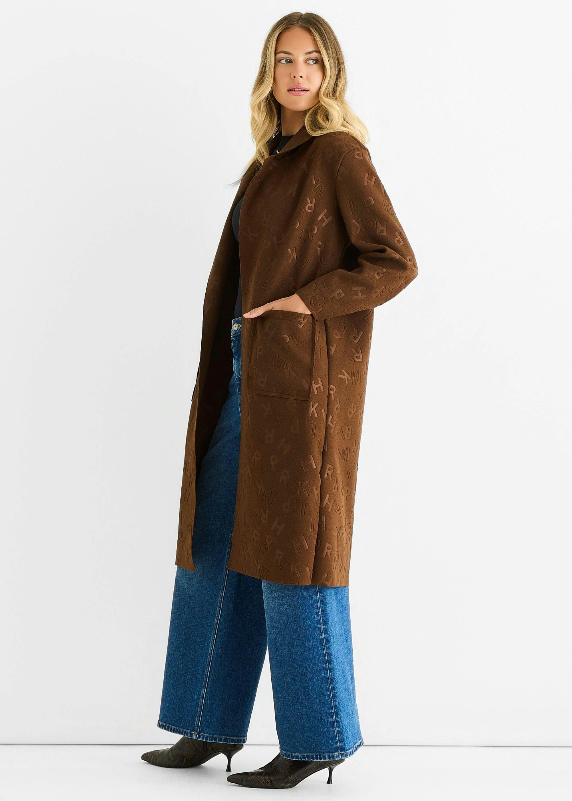Chocolate Embossed Edge to Edge Lightweight Jacket , view 4 of 4