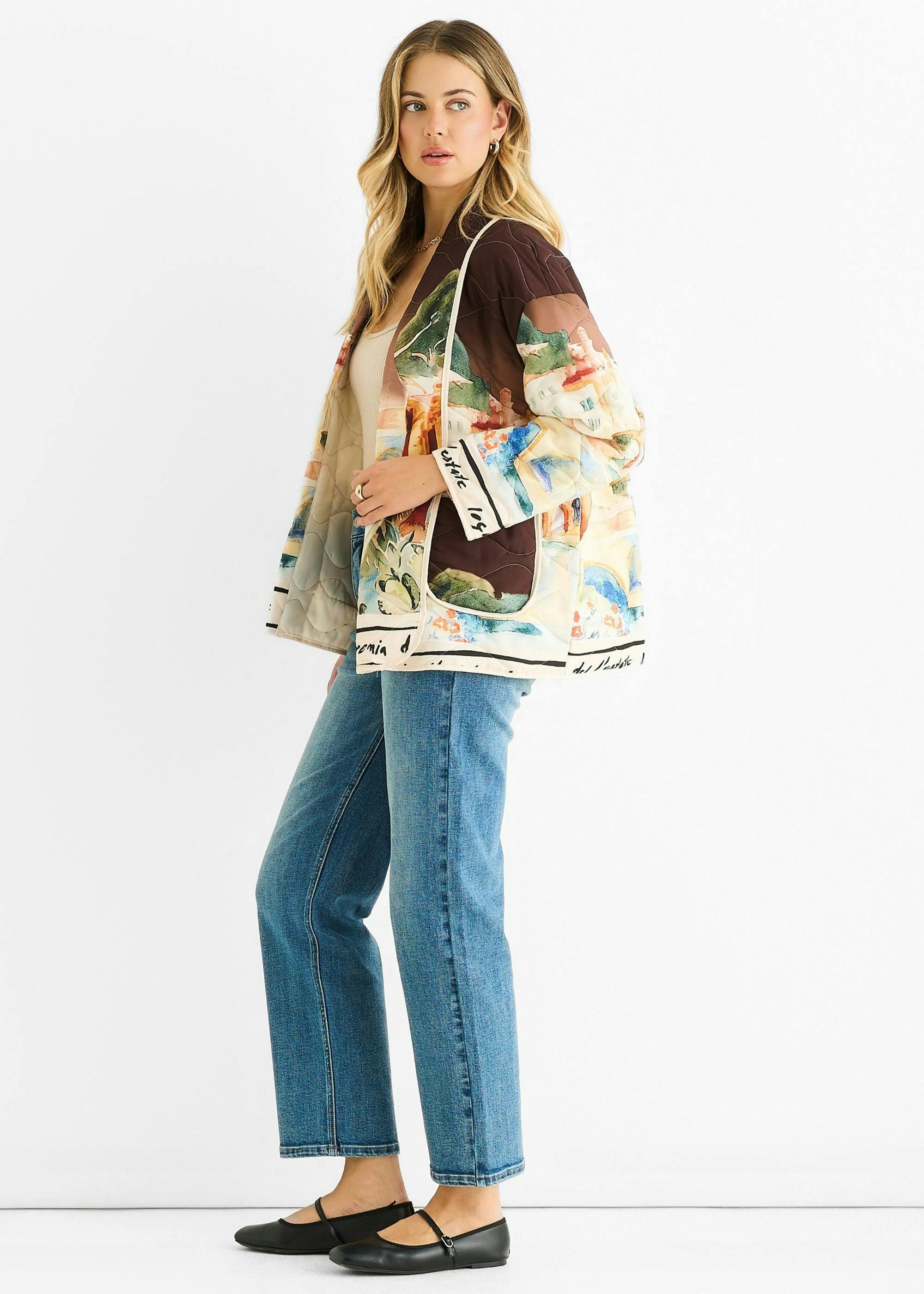 Chocolate Water Print Lightweight Quilted  Jacket , view 4 of 4