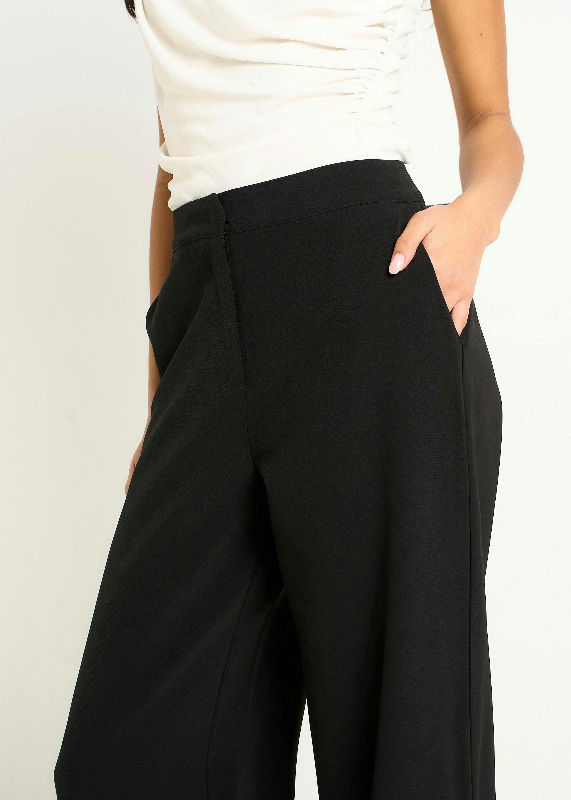 Black Wide Leg Tailored Trousers , view 3 of 4
