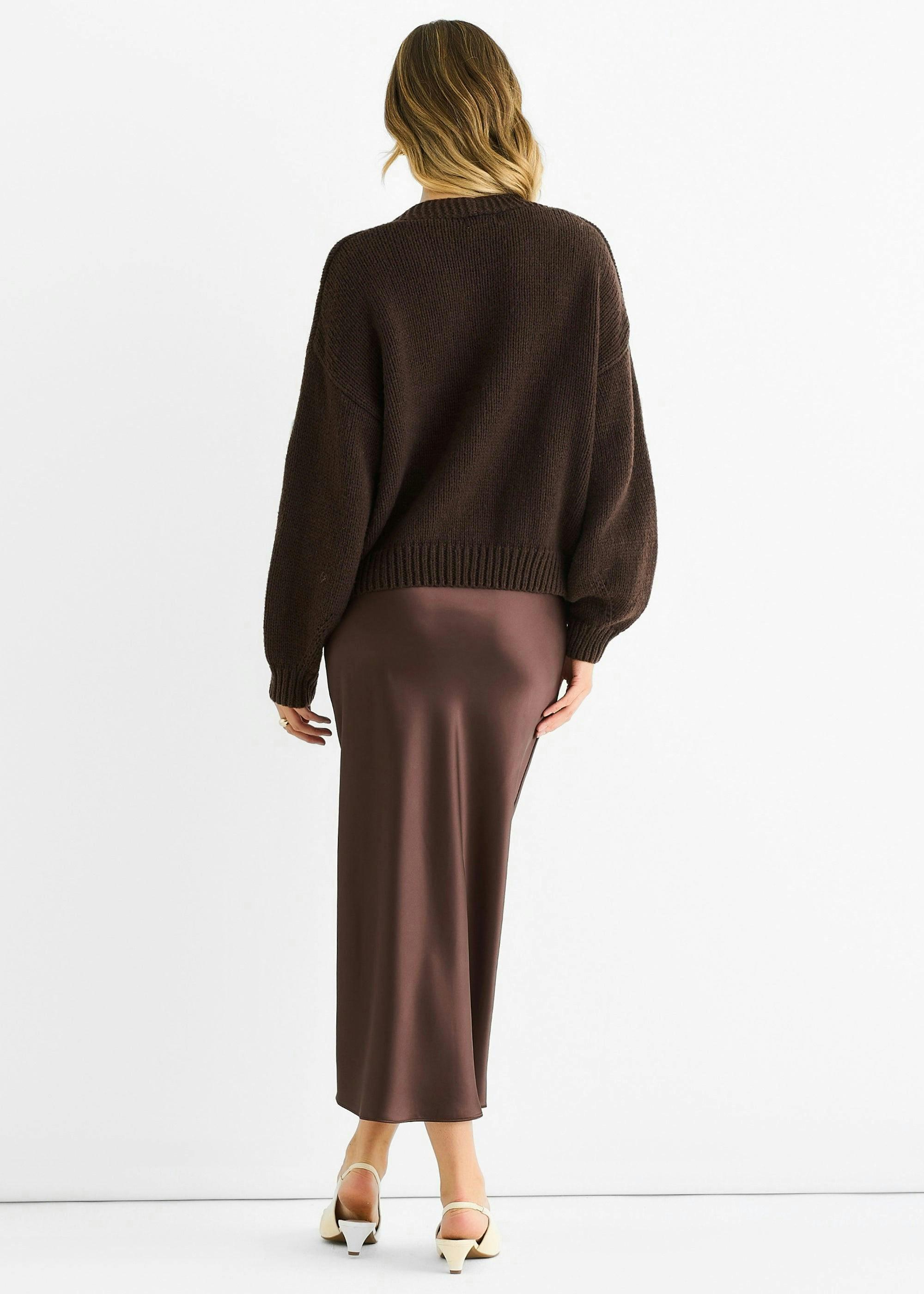 Chocolate 3D Contrast Teddy Crochet Cardigan , view 4 of 4