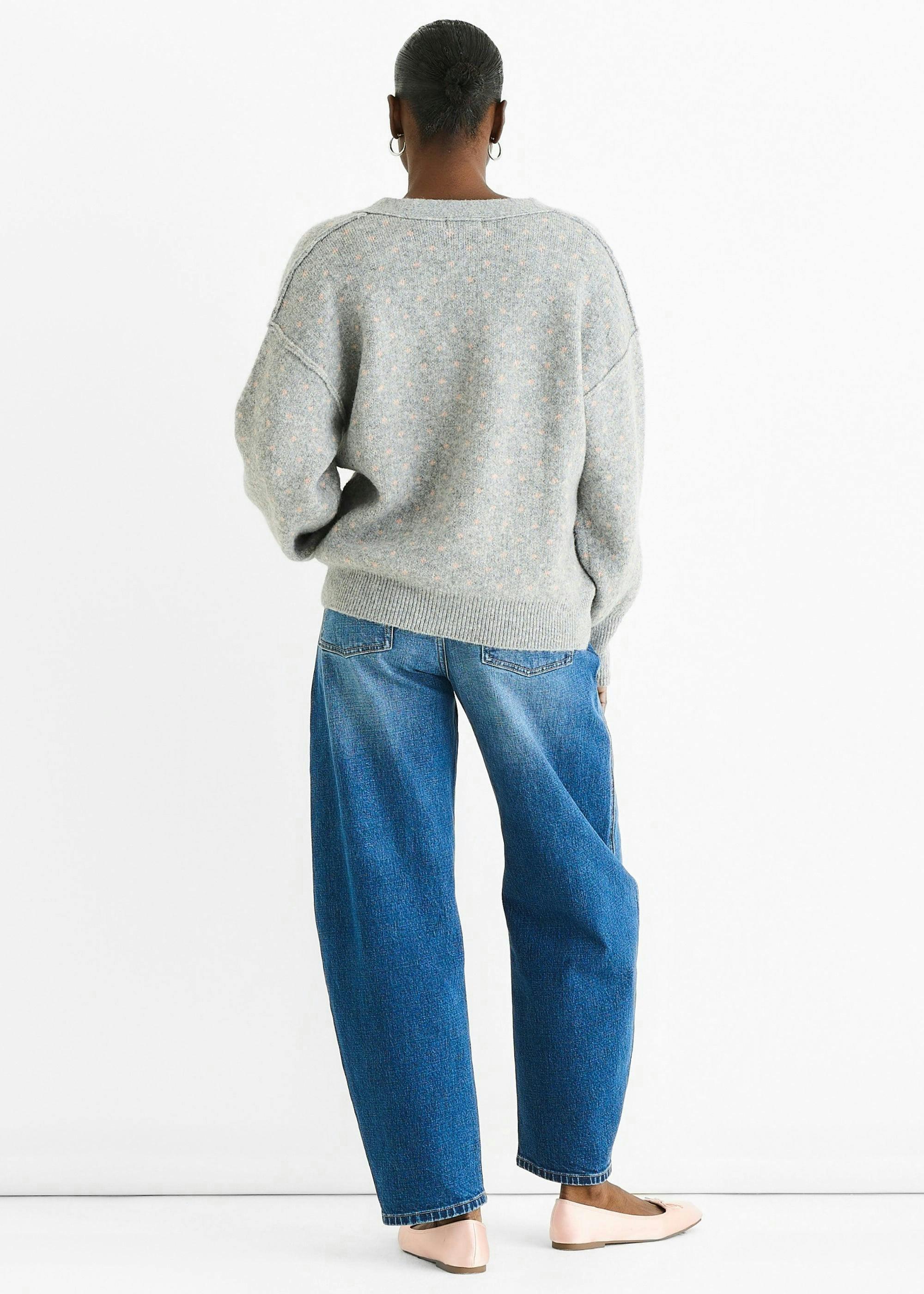 Grey Spot Print Button Cardigan Look Jumper , view 3 of 4