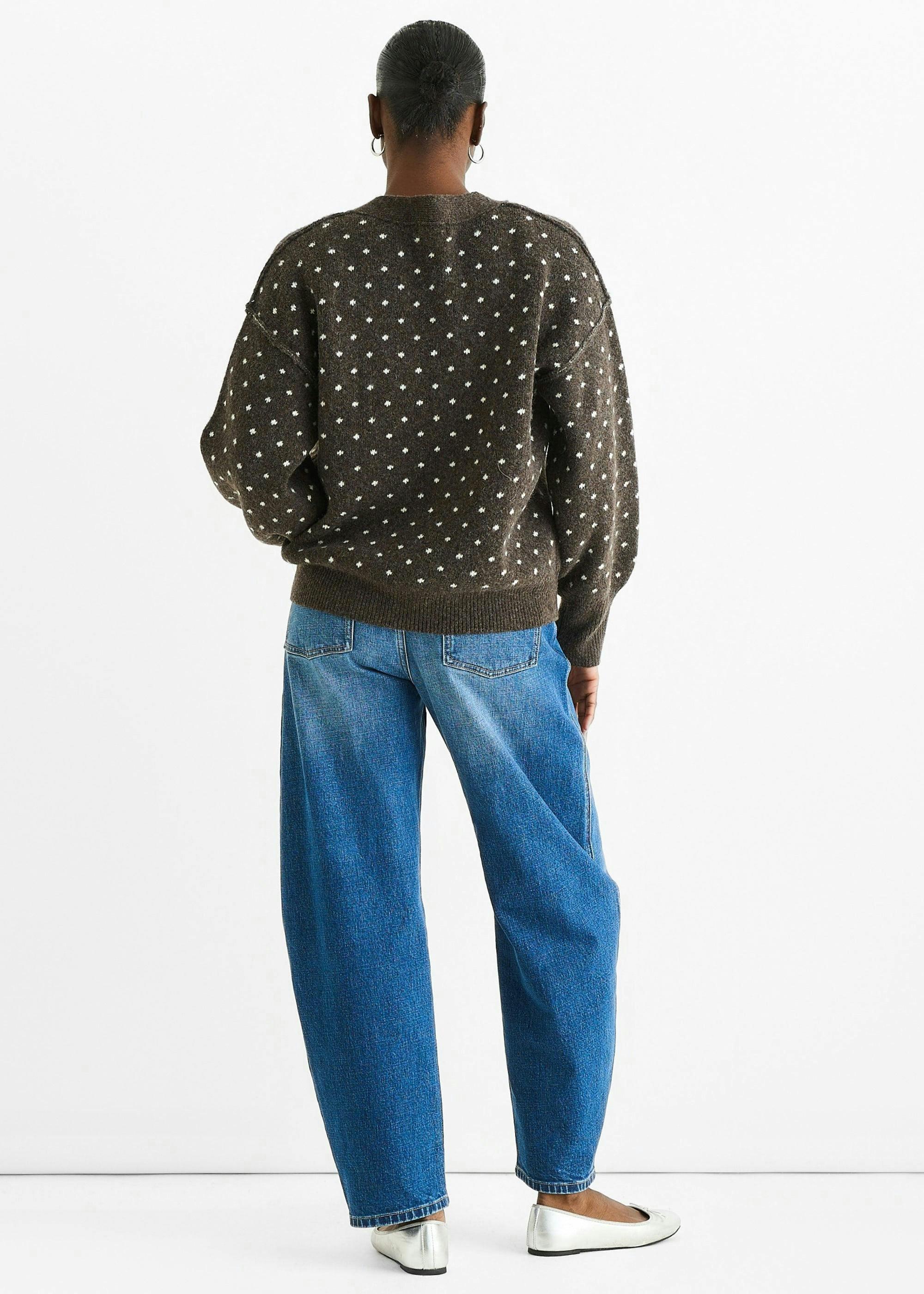 Chocolate Spot Print Button Cardigan Look Jumper , view 3 of 4
